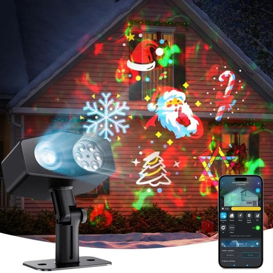 Govee Outdoor Snowflake Projector Light, Upgraded LED, 180° Rotation, 20 HD Effects & 58 Scene Modes, App Control, IP67, Alexa/Google/Matter Compatible