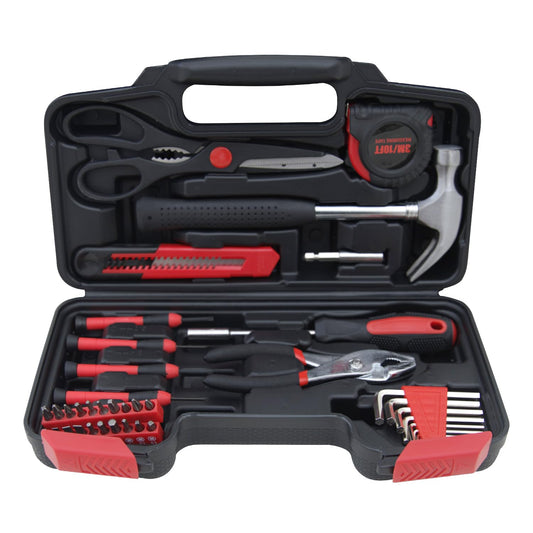 Hantinstom 39-Piece Household Tools Kit Essential Home Repair Set with Plastic Toolbox Ideal for College Students, Home Use & More