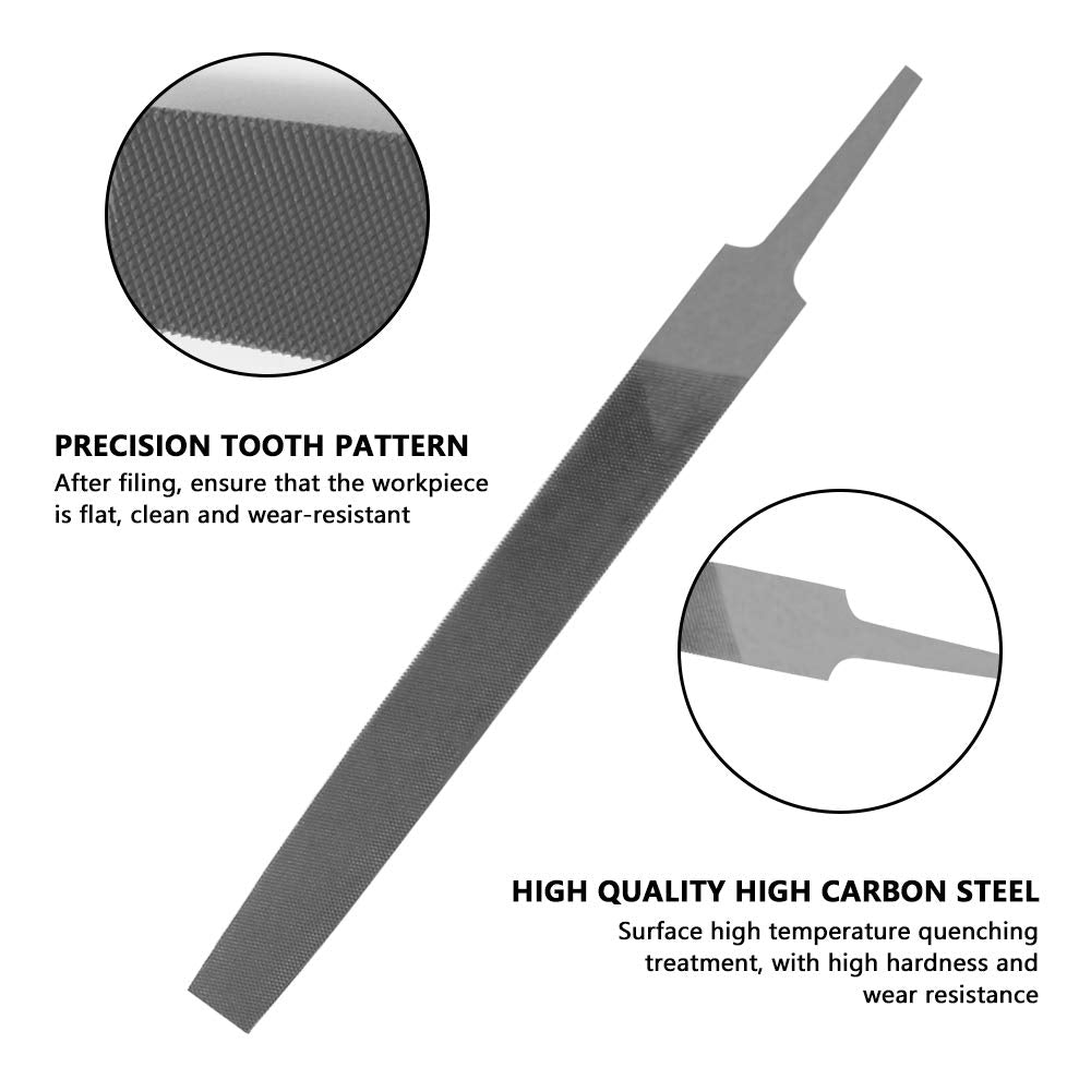 KALIM 6” Flat Medium Cut Hand File, Double Cut High Carbon Steel, Without Handle, for Wood, Metal & Sharpening