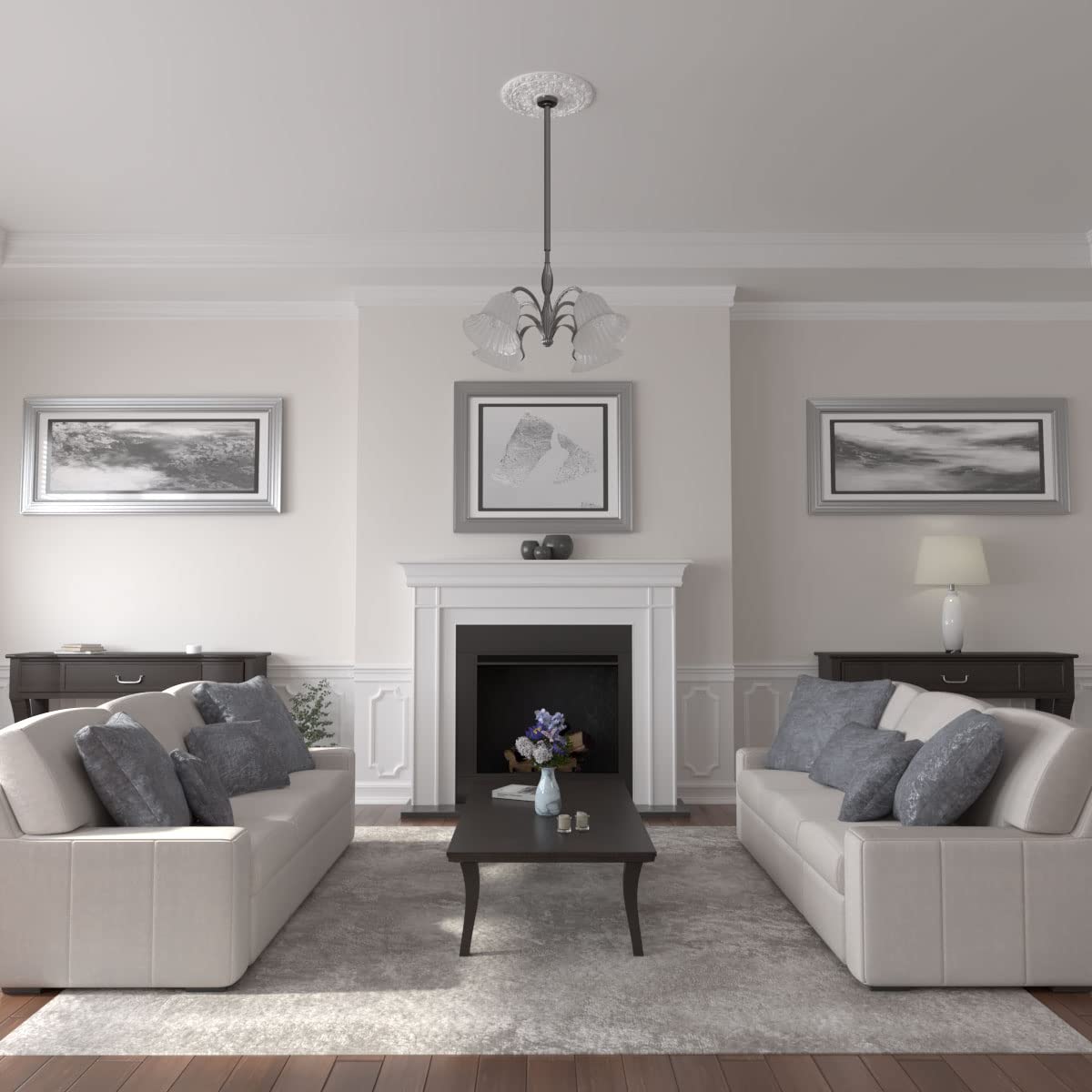 Ekena Millwork CM19SP 19 7/8-Inch OD x 3 5/8-Inch ID x 1 1/4-Inch P Spring Leaf Ceiling Medallion