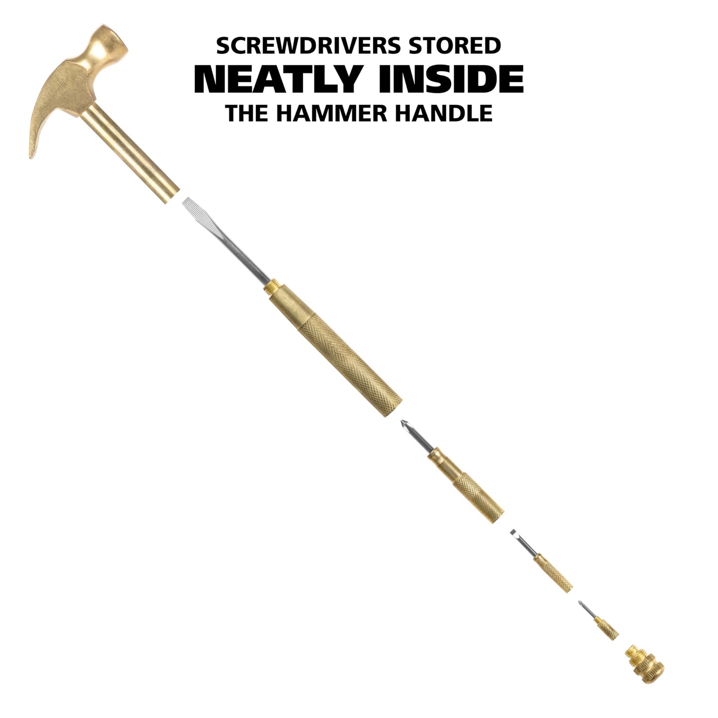 GreatNeck 19006 5-in-1 Hammer Multitool, Built-In Screwdriver, Chrome Plated Rust-Resistant, Compact Household Tool, Gift for Men & Women