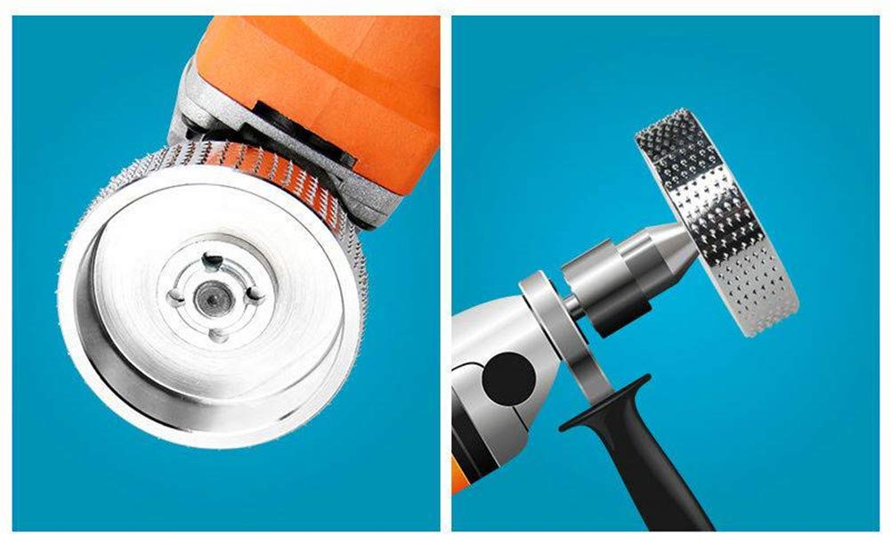 Szliyands Wood Carving Disc, Tungsten Carbide Grinder Shaping & Sanding Wheel, Bore Attachment for Angle Grinder, Silver