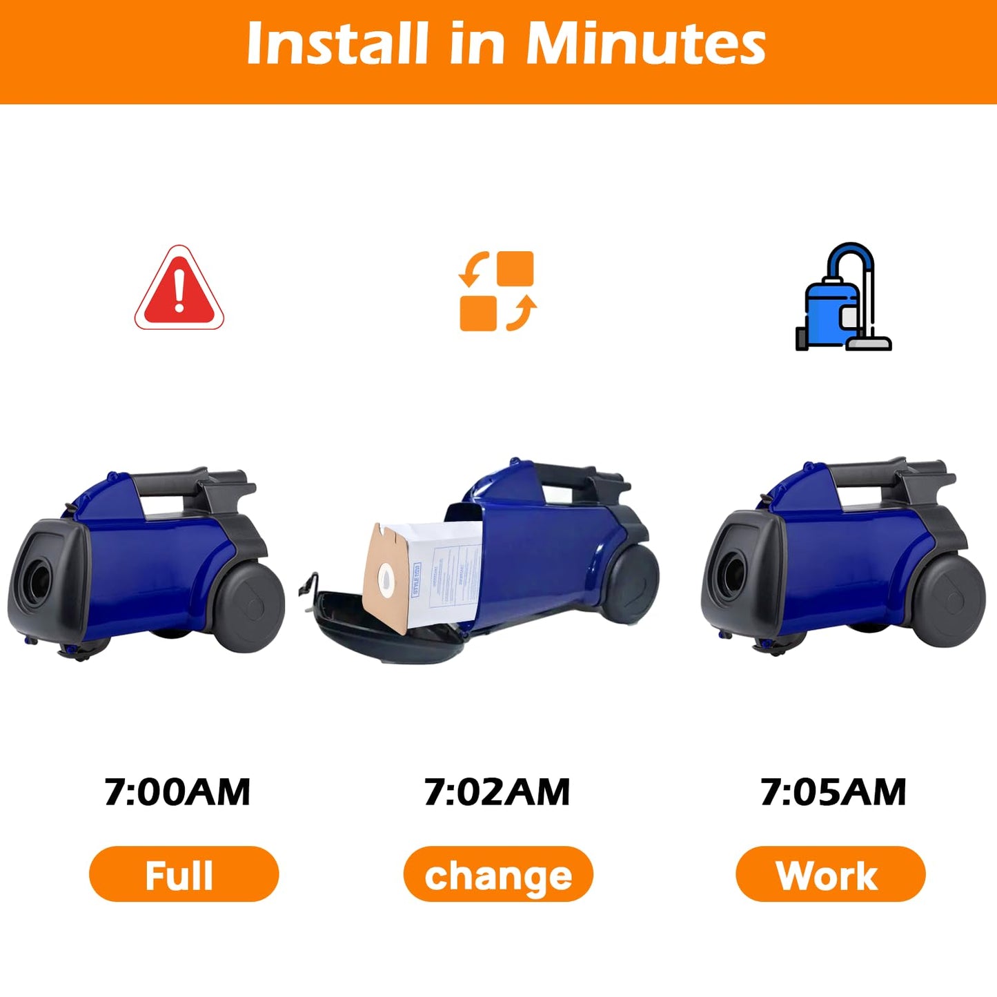 8-Pack MM Style Vacuum Bags for Eureka Mighty Mite 3670 & 3680 – Replaces 60295/60295A/B/C, 60296, 60297A – High Filtration