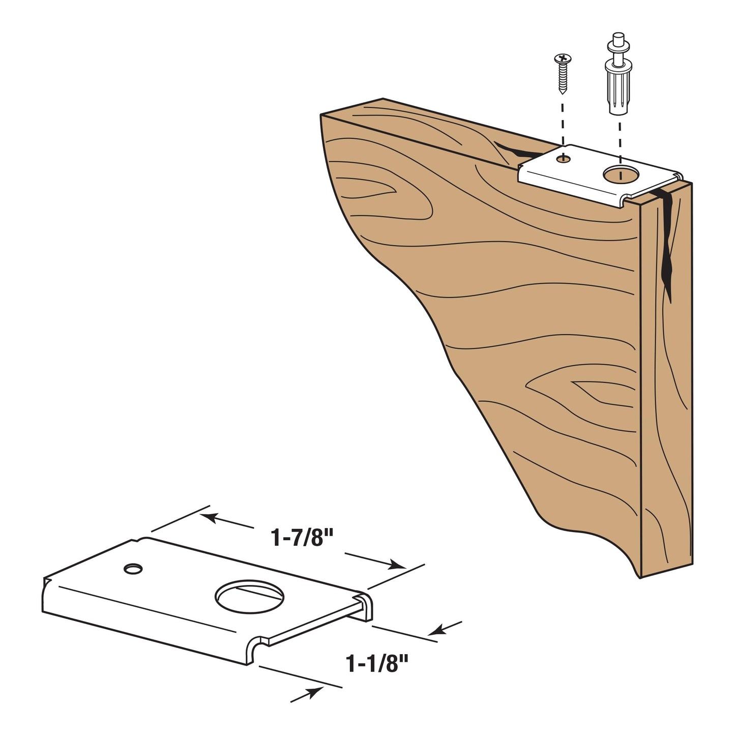 Prime-Line N 7192 Bi-fold Door Repair Bracket, Top or Bottom Mount, For Wood Doors (2 Pack)