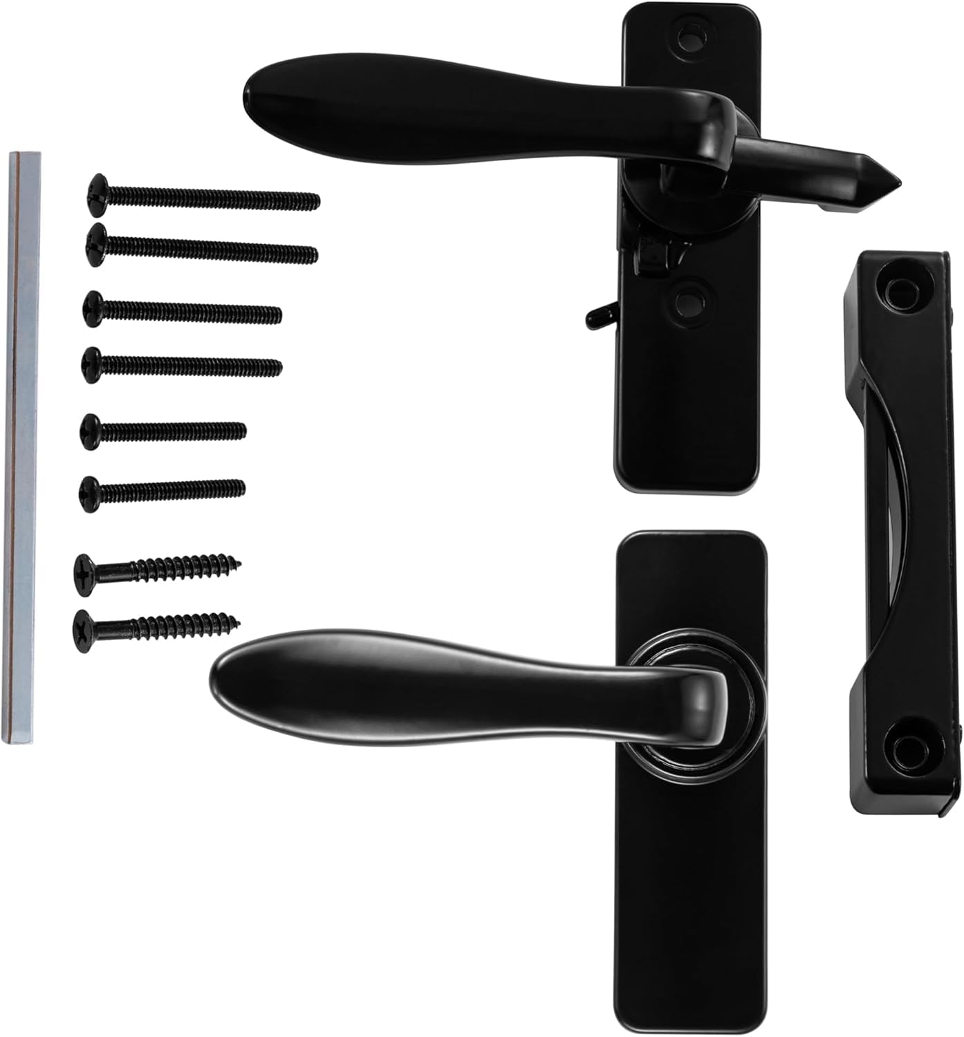 Ideal Security in-Swinging Storm Door Handle Set – for Inward-Opening Storm & Screen Doors ONLY – Surface Mount, Locking Inside Latch, Black