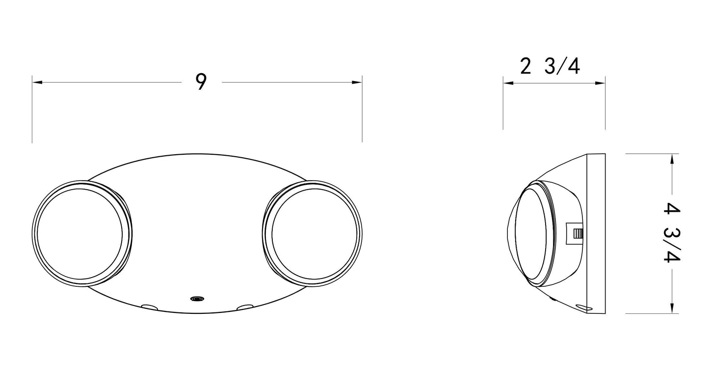 LIT-PaTH LED Emergency Light with 2 Bug Eye Heads, Backup Battery, UL 924 & CEC Certified, 120/277V, White, 1-Pack