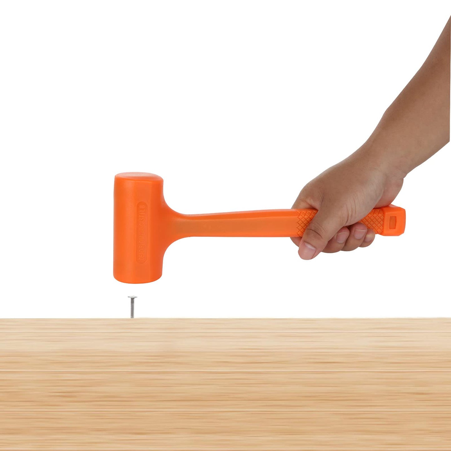 Acrux7 Dead Blow Hammer Set 2Pc, 1Lb Orange Neon Rubber Mallet, Non-Marring, Ball Peen, Checkered Grip, Spark & Rebound Resistant