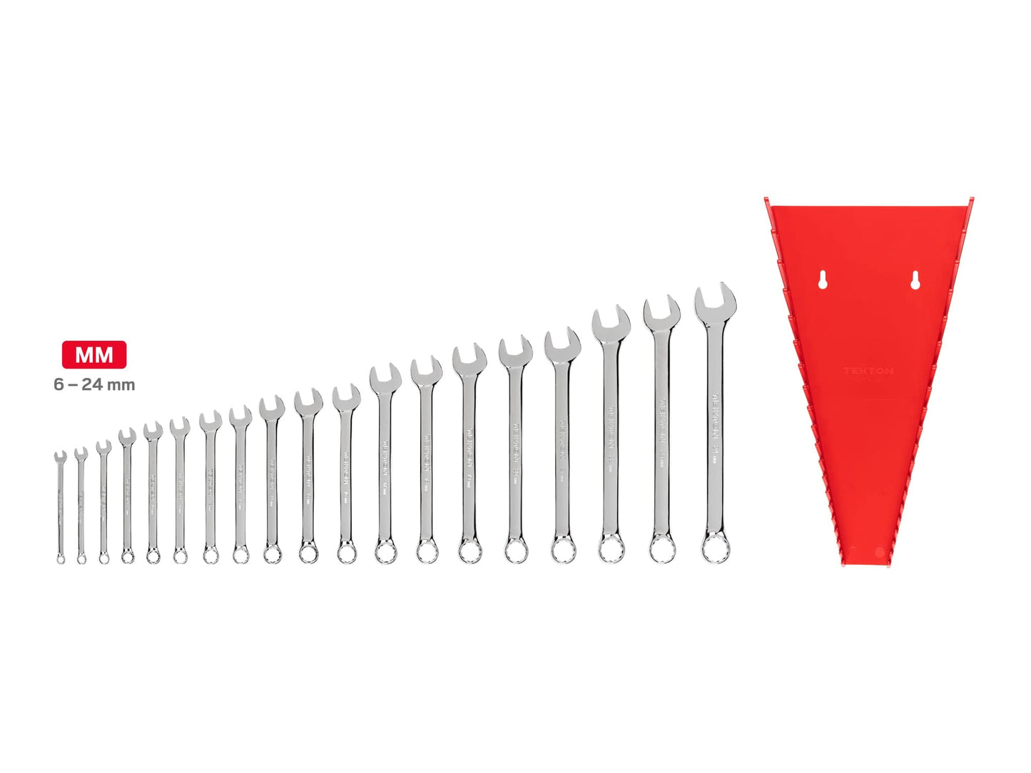 TEKTON Combination Wrench Set with Rack, 19-Piece (6-24 mm) | WCB91202