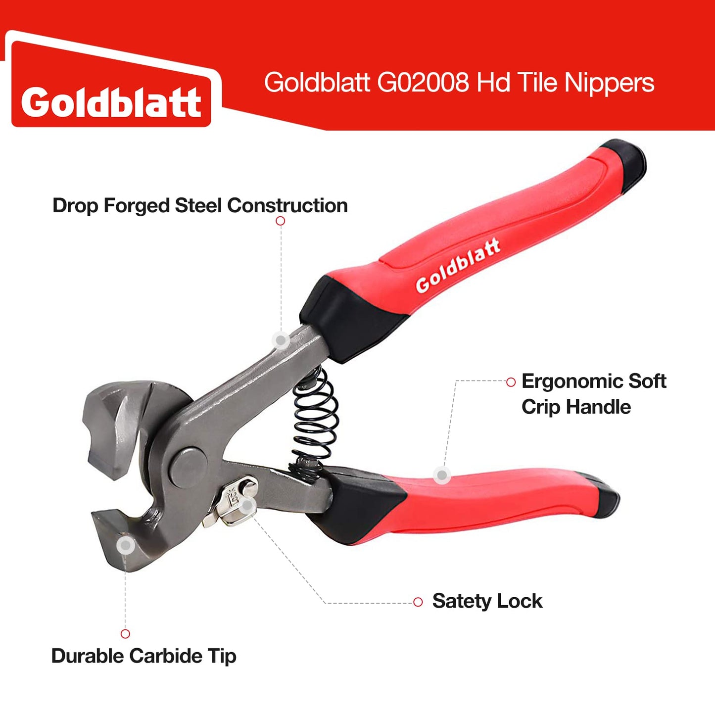 Goldblatt 2-Piece Glass Tile Nippers Set, Heavy-Duty Wheeled Mosaic Nipper & HD Ceramic Tile Nipper, Soft-Grip Tile Cutter Pliers for Glass, Stone & Metal