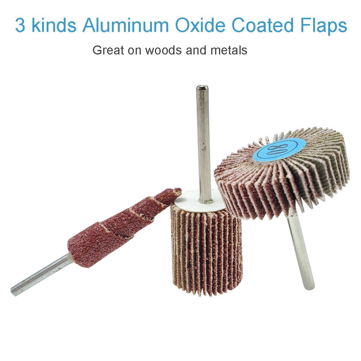 30PCS 80 Grit Cone Abrasive Flap Wheel Sander, 1/8" Shank Rotary Tool for Grinding, Sanding & Polishing