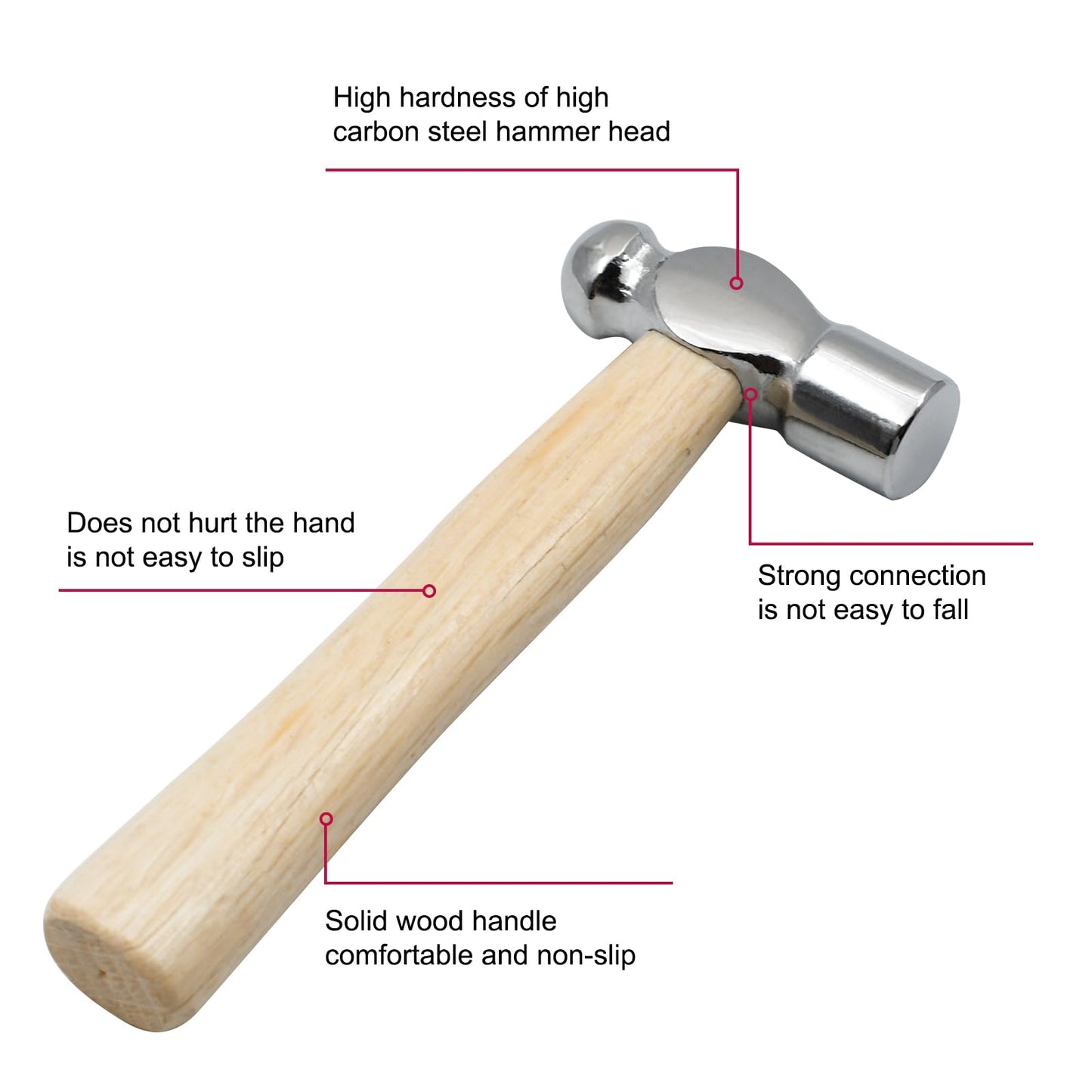 Mini Wooden Handle Round Head Hammer, 1PCS Ball Hammer for Prying Nails, Woodworking, Repair, DIY Hand Tool