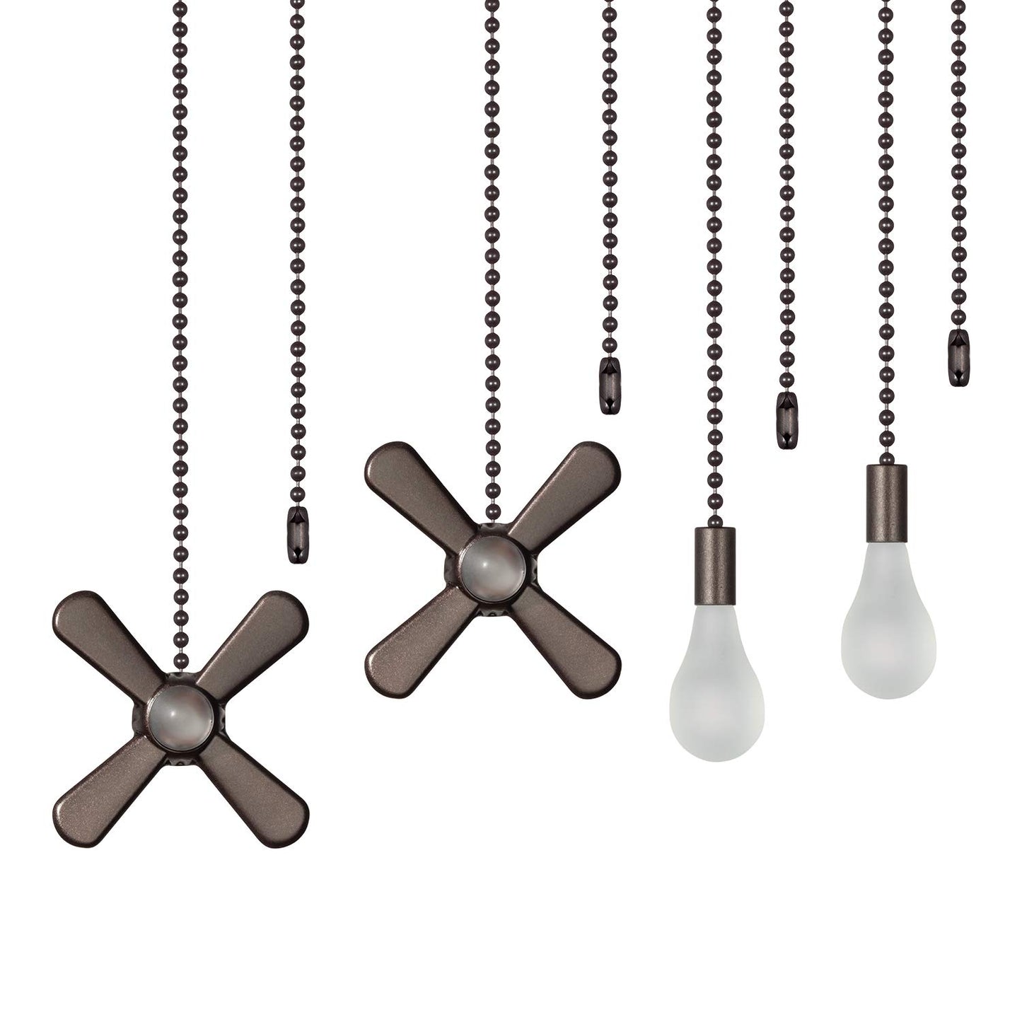 Ceiling Fan Pull Chain Set, 4 Beaded Ball Pendants, 8 Loop Connectors & 2 Extenders 36" – Oil Rubbed Bronze