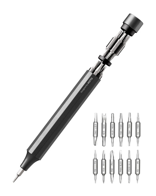 HOTO 24-in-1 Mini Magnetic Screwdriver Set, Precision EDC Pen for Electronics, Watches, Phones, Laptops, Cameras, Gadgets – Slate Grey