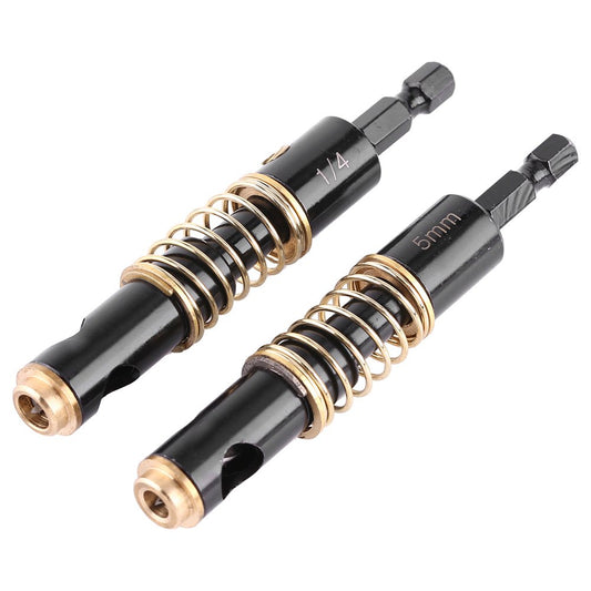 2pcs 5mm&1/4" Black Hinge Drill Bits Reaming Drilling Wood Plastic 1/4inch Hex Shank for Woodworking DIY(2pcs Combination)