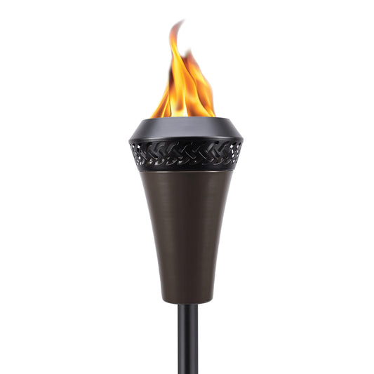 TIKI Island King 65" Outdoor Metal Torch – Weather-Resistant Patio & Garden Torch with Long-Lasting Wick, Snuffer & Easy Refill, Brown