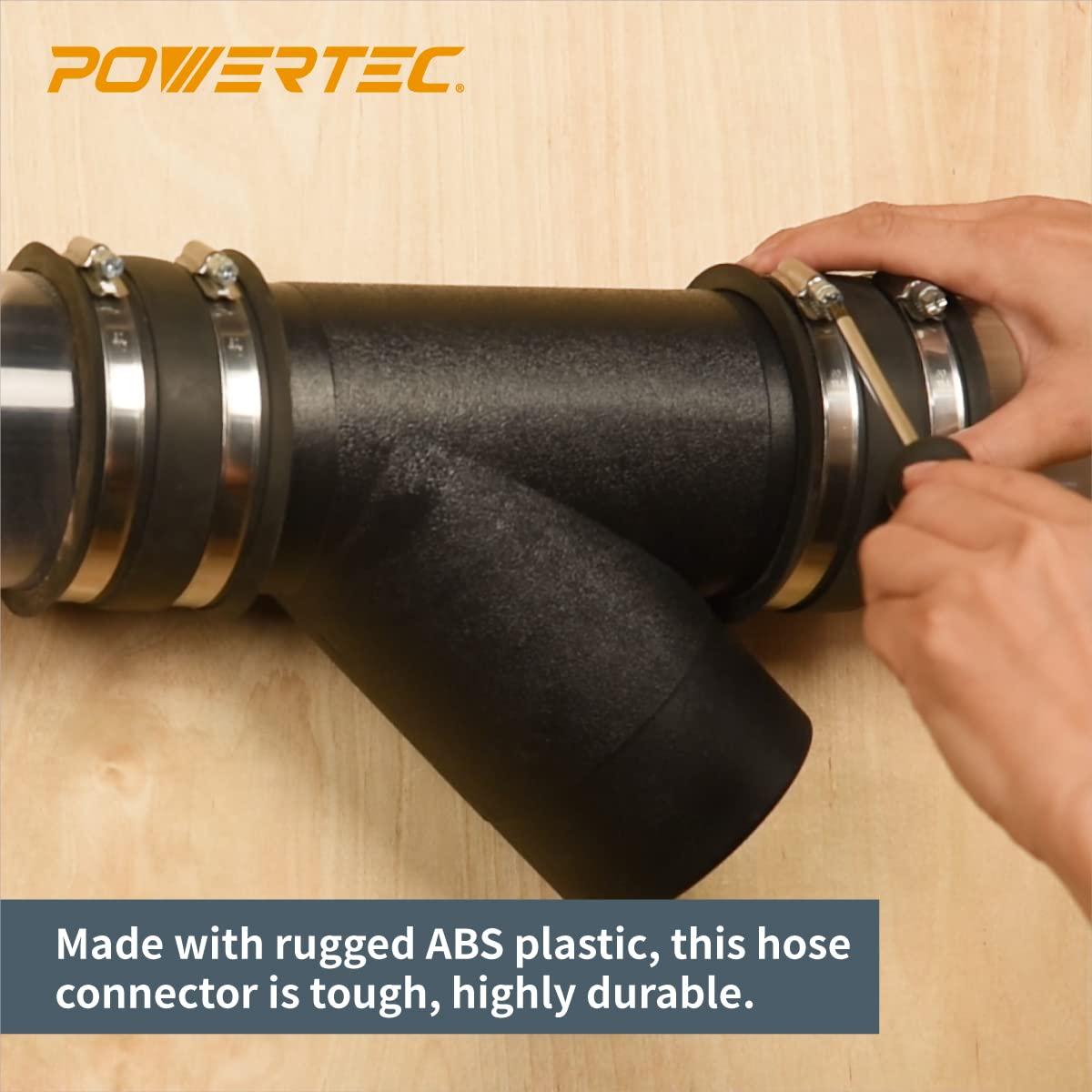 POWERTEC 4-Inch Y-Fitting Dust Collection Hose Connector - 1 Pack (70106V)
