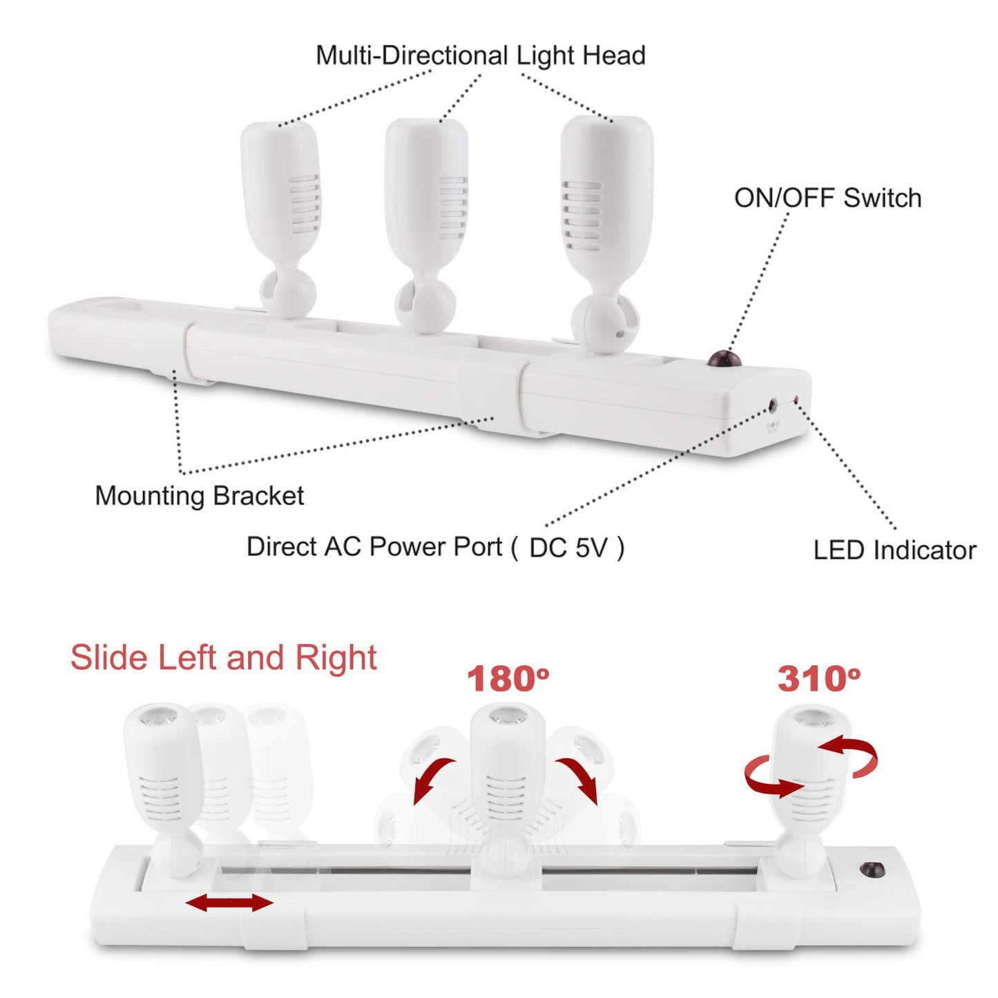 BIGLIGHT LED Track Light, Dimmable & Rotatable Spotlight with Remote, Plug-in Accent Lighting for Kitchen, Bathroom, Gallery, Cabinets