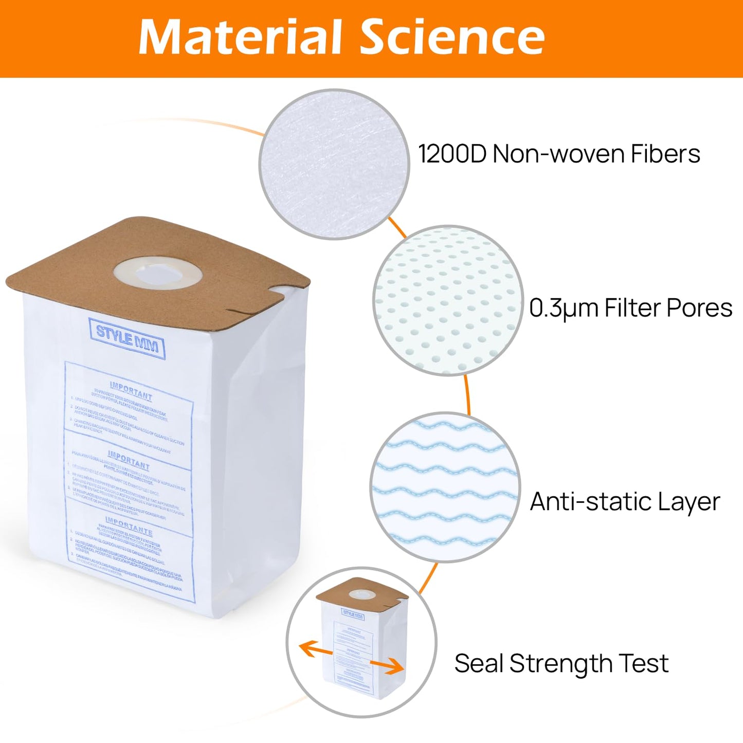 8-Pack MM Style Vacuum Bags for Eureka Mighty Mite 3670 & 3680 – Replaces 60295/60295A/B/C, 60296, 60297A – High Filtration