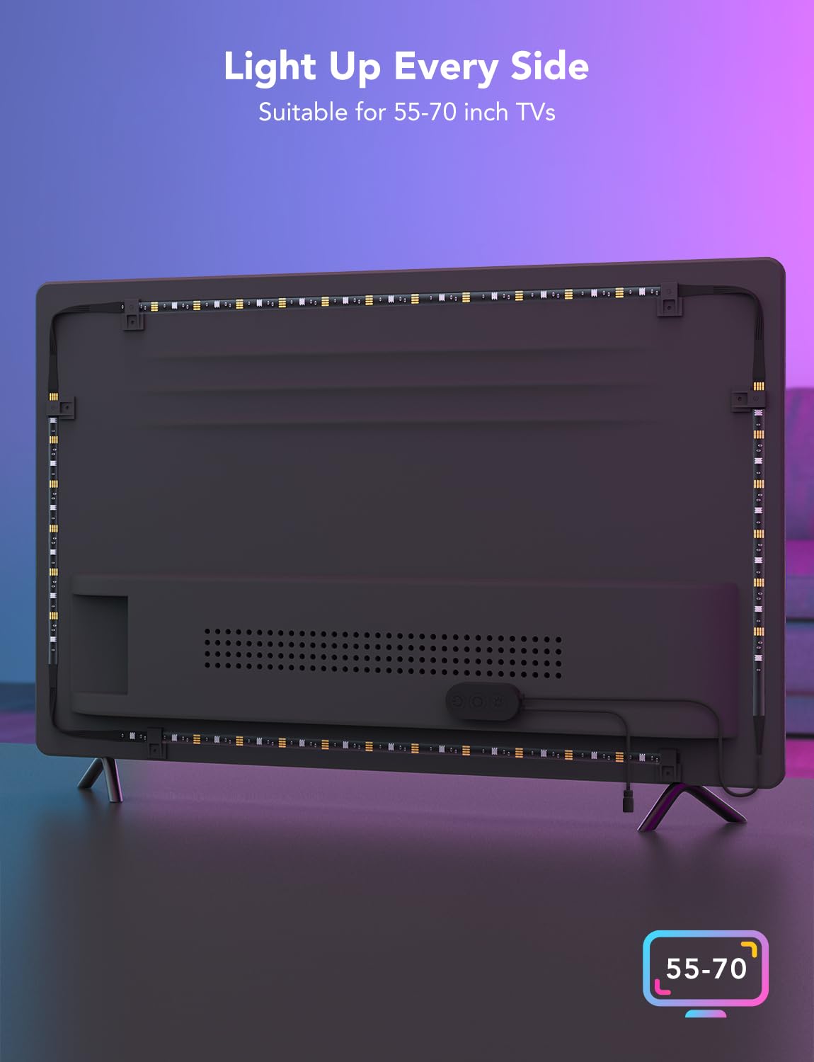 Govee TV LED Backlight RGBIC Smart LED Strip for 55–65 Inch TVs, Wi-Fi & Bluetooth App Control, Works with Alexa & Google, Music Sync, 99+ Scenes