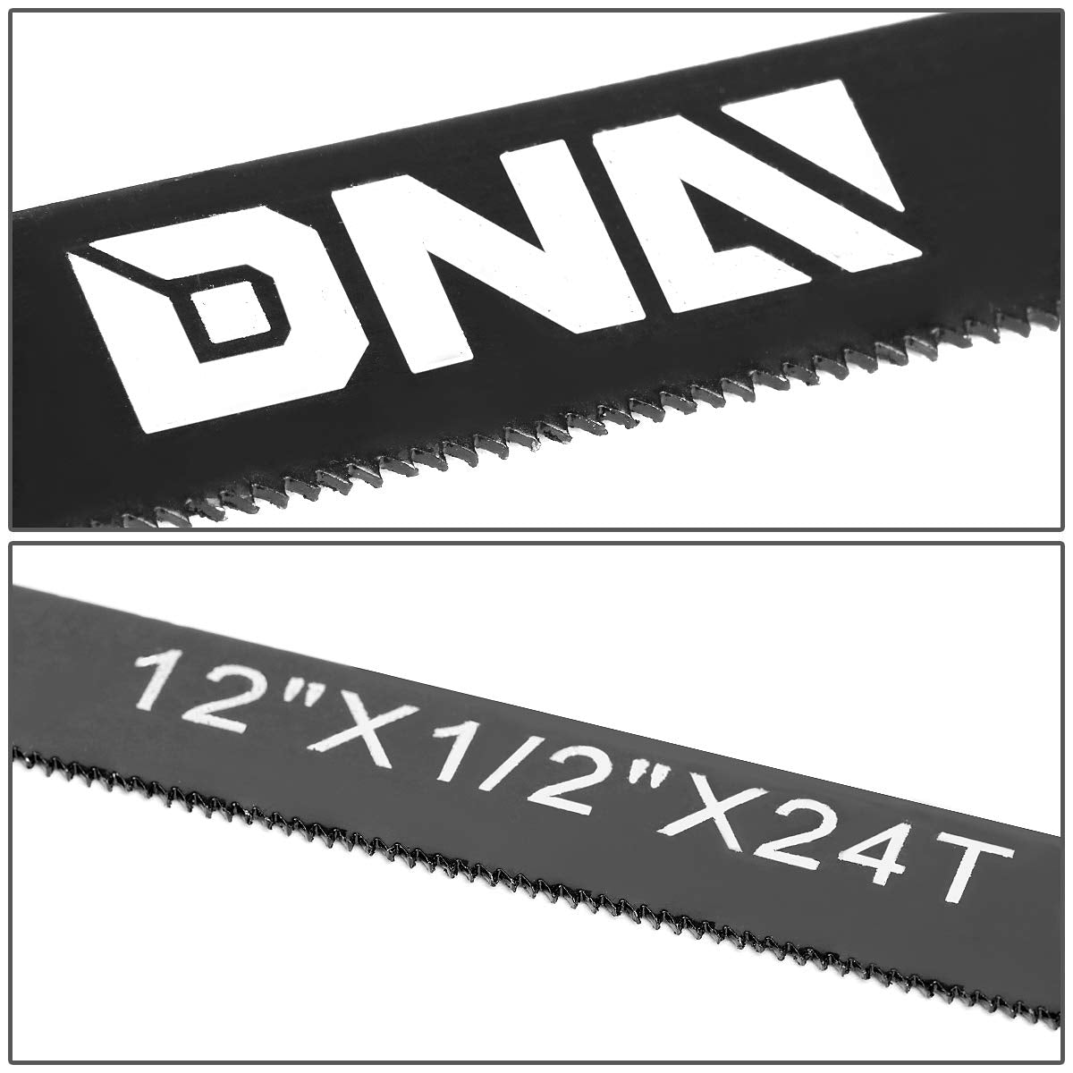 DNA Motoring TOOLS-00108 Replacement Hacksaw Blades, 12-Inch Heavy Carbon Steel, 24 TPI, Powder Coated, Pack of 10