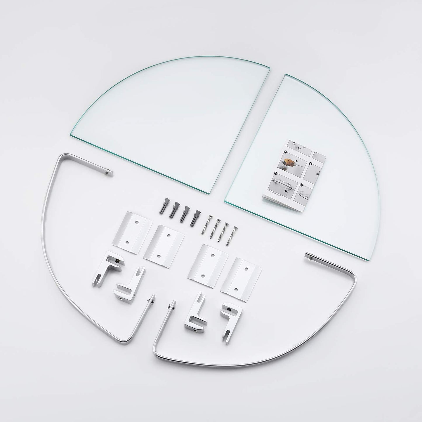 KES Glass Corner Shelf Bathroom, Corner Glass Shelf with Rail Wall Mount 2 Tier Sand Sprayed Silver Finish, A4120A-P2