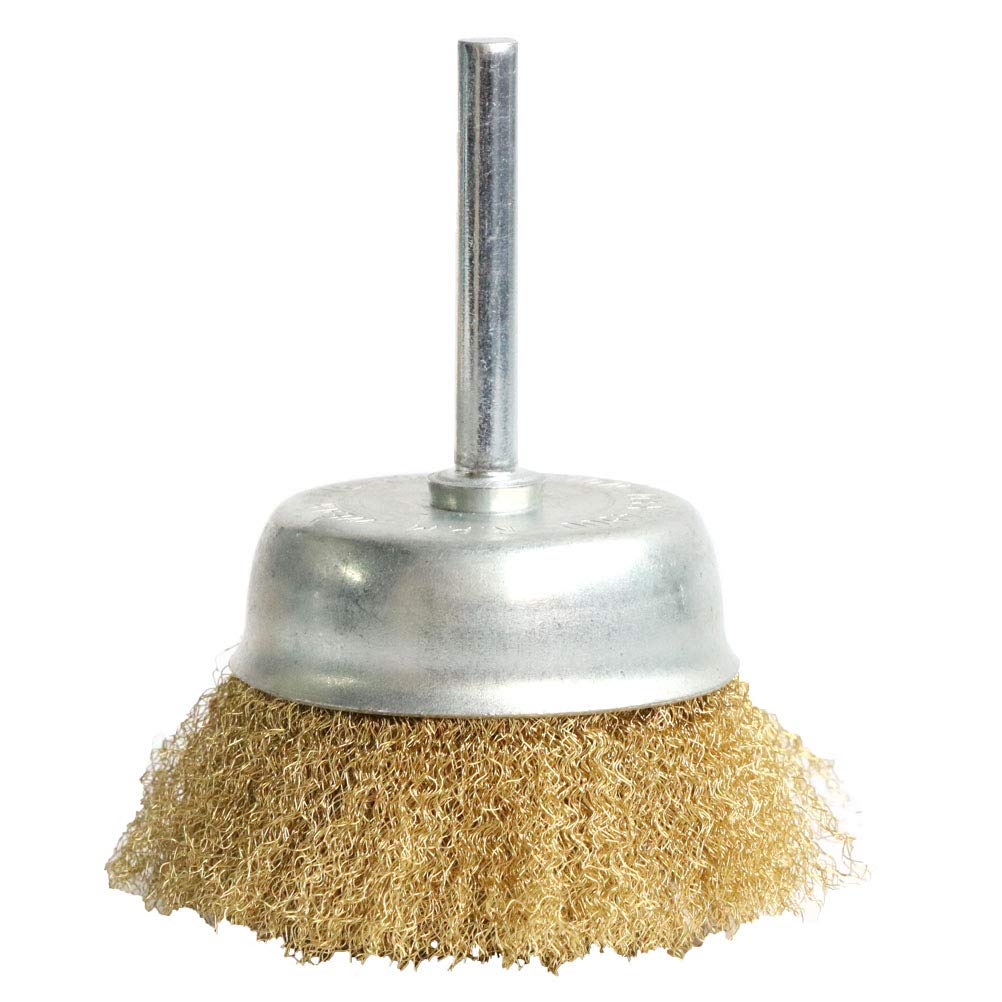 FPPO 5-Piece Brass Wire Wheel Brush Kit for Drill, 1/4" Shank, 0.13mm Crimped Cup Brushes for Cleaning & Deburring, Scratch-Resistant