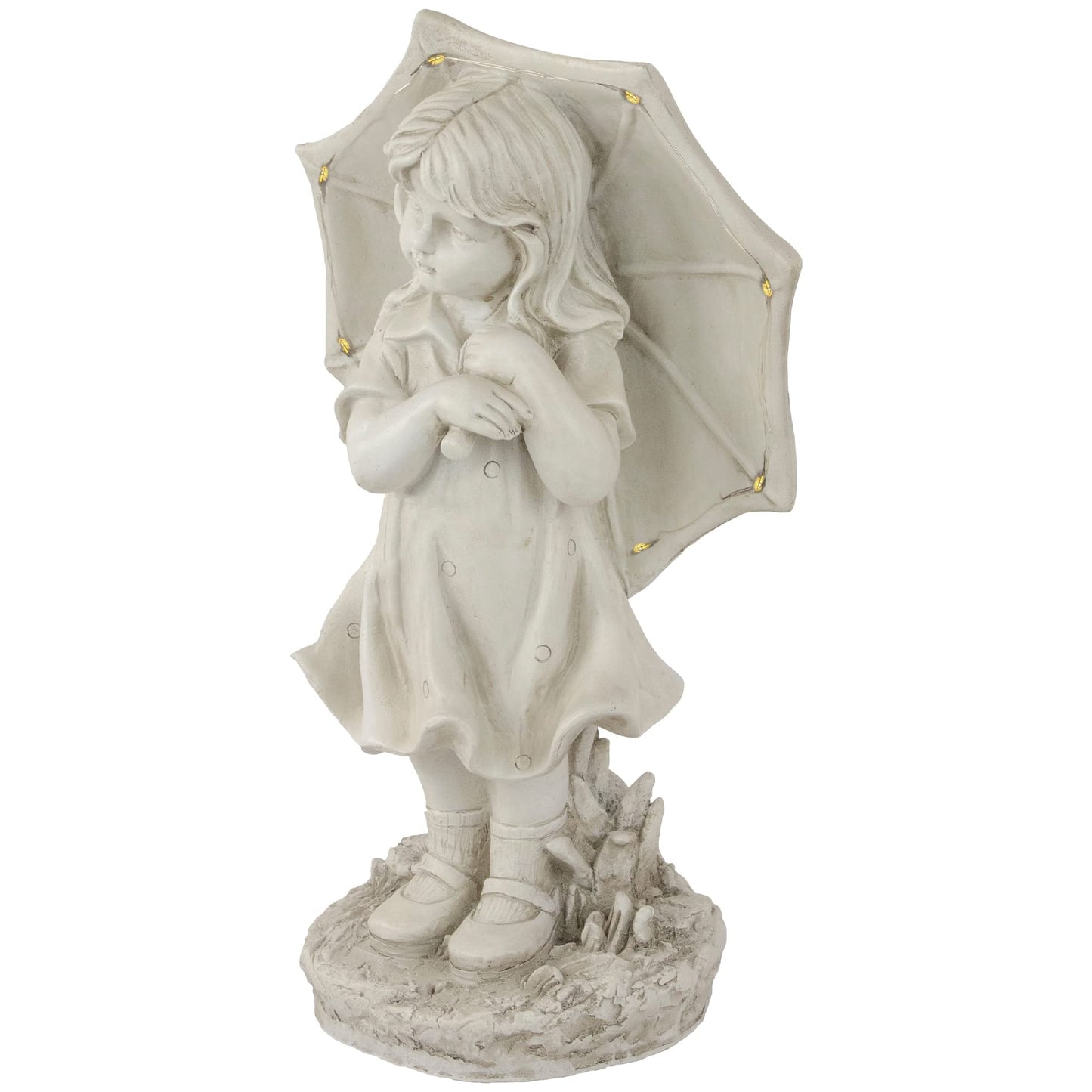 Northlight 18" Solar LED Lighted Girl with Umbrella Outdoor Garden Statue