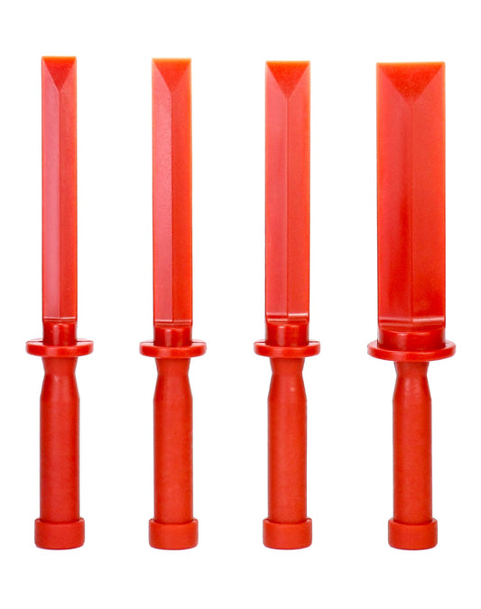 QWORK Plastic Chisel Scraper Set – 4 Sizes (3/4"–1-1/2"), Chemical Resistant, No-Marring Tool for Adhesives, Paint & Debris Removal