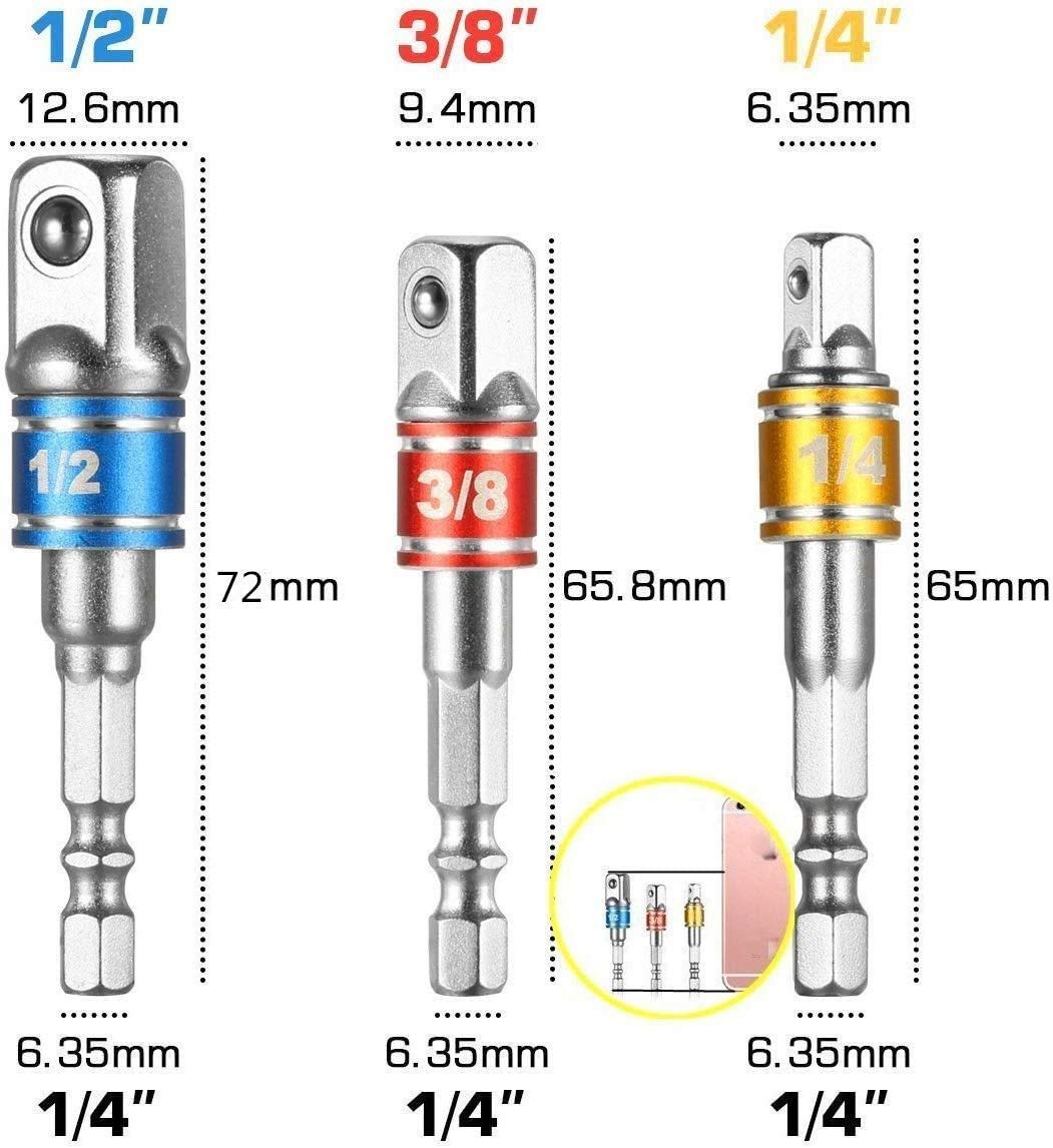 Flexible Drill Bit Extension & Universal Socket Wrench Set, 105° Right Angle Drill Attachment, 1/4–1/2" Socket Adapters, Bit Kit
