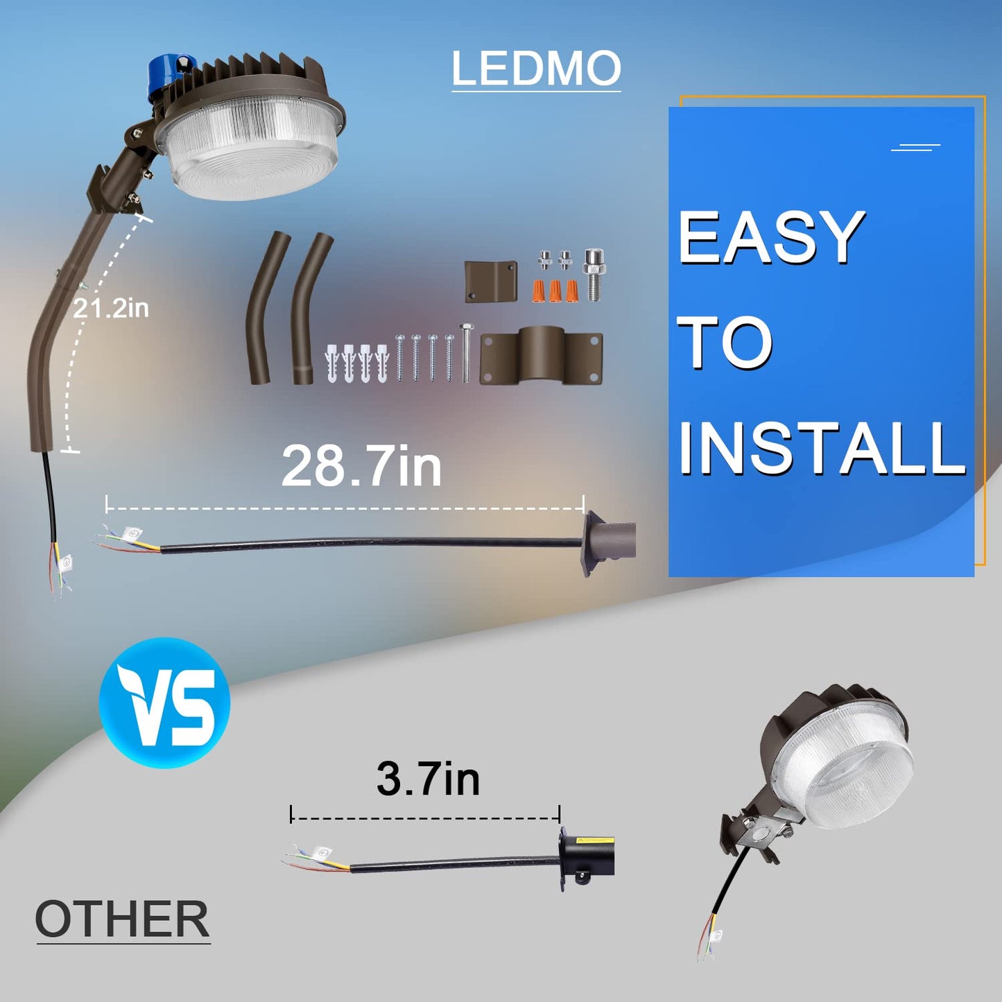 LEDMO 120W LED Barn Light, 18000LM, Dusk-to-Dawn, Adjustable Mounting Arms, 5000K, IP65 Waterproof Outdoor Security Flood Light
