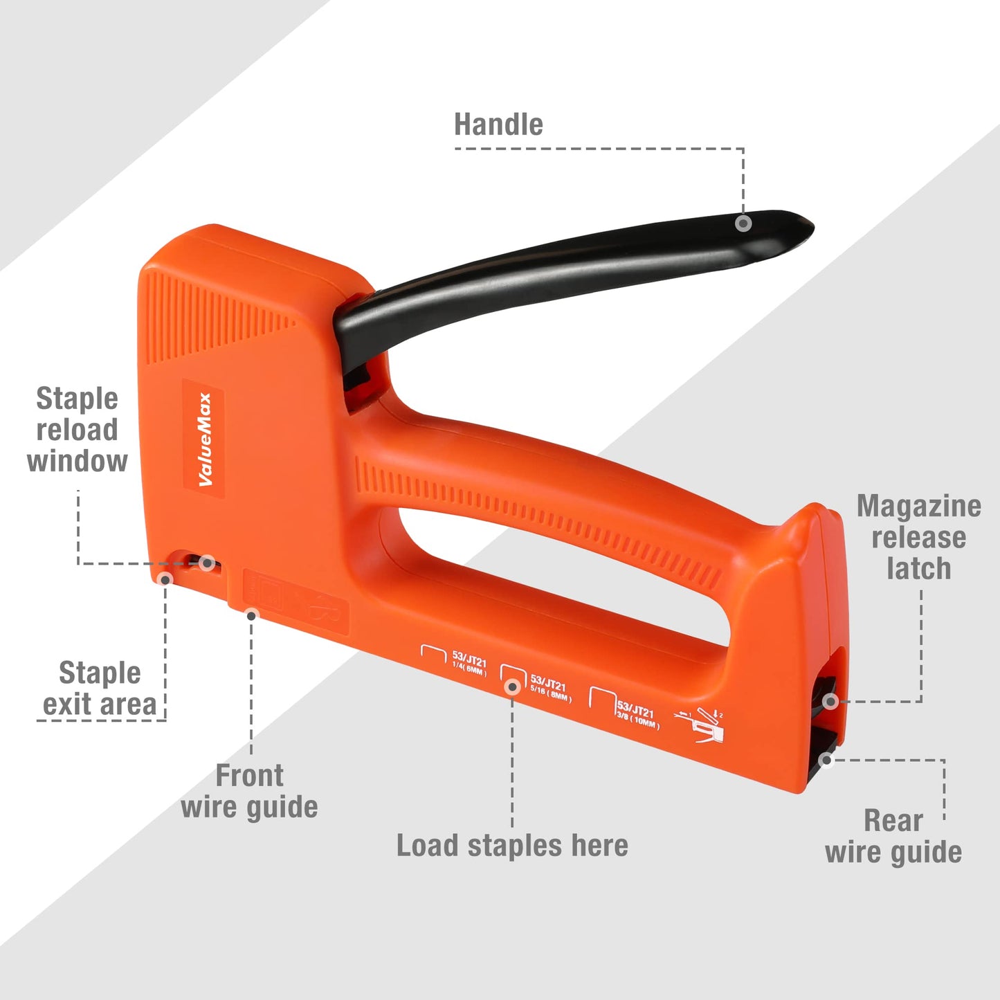 VALUEMAX Light-Duty Staple Gun Kit with 1600 5/16'' Staples, Manual JT21, for Upholstery, Furniture, DIY, and Home Repairs