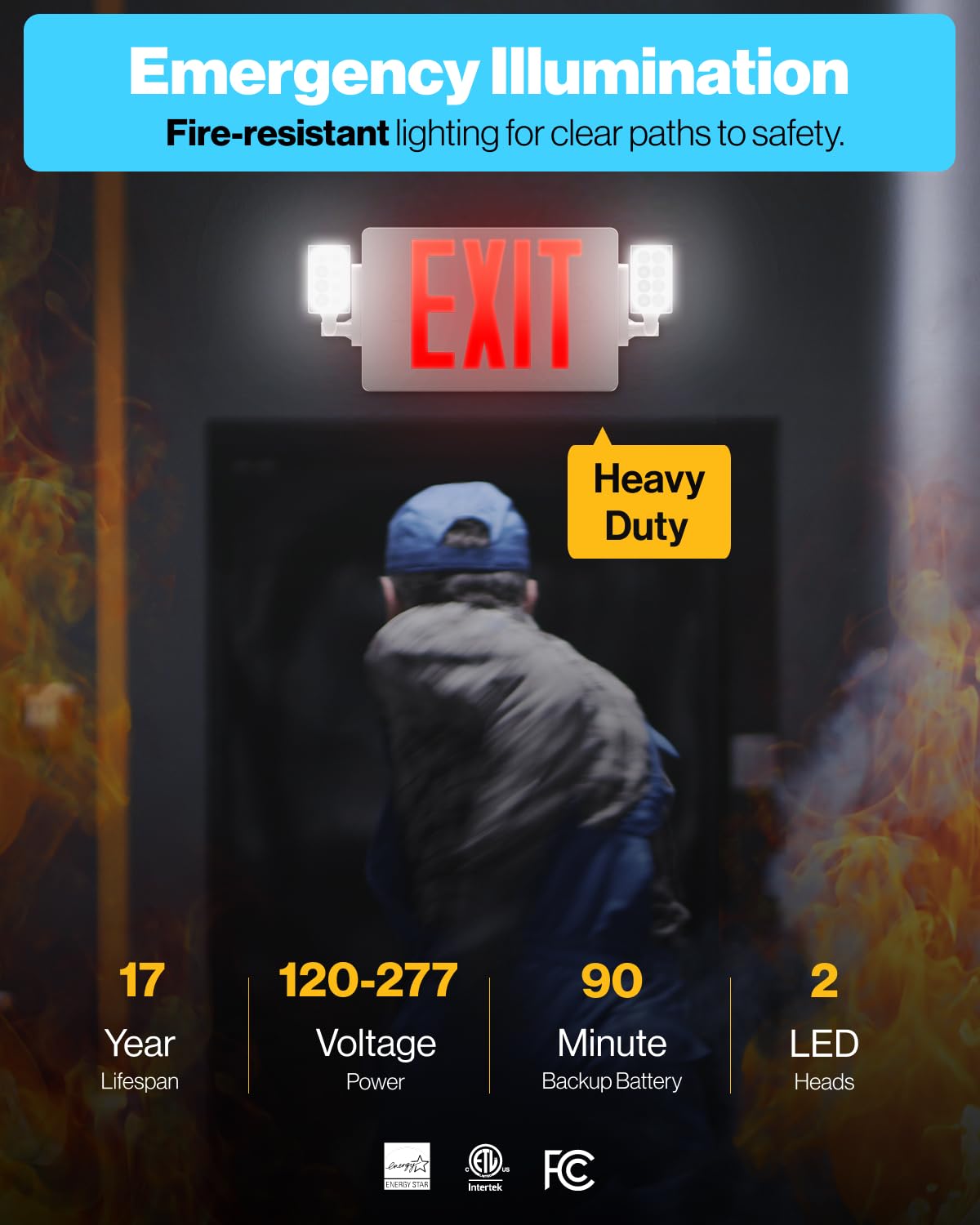 Sunco 6 Pack Emergency Exit Signs With Lights With Backup Battery, Red, 94V-0 Fire Resistant, 120-277V, Wall Or Ceiling Mount, Commercial Grade UL