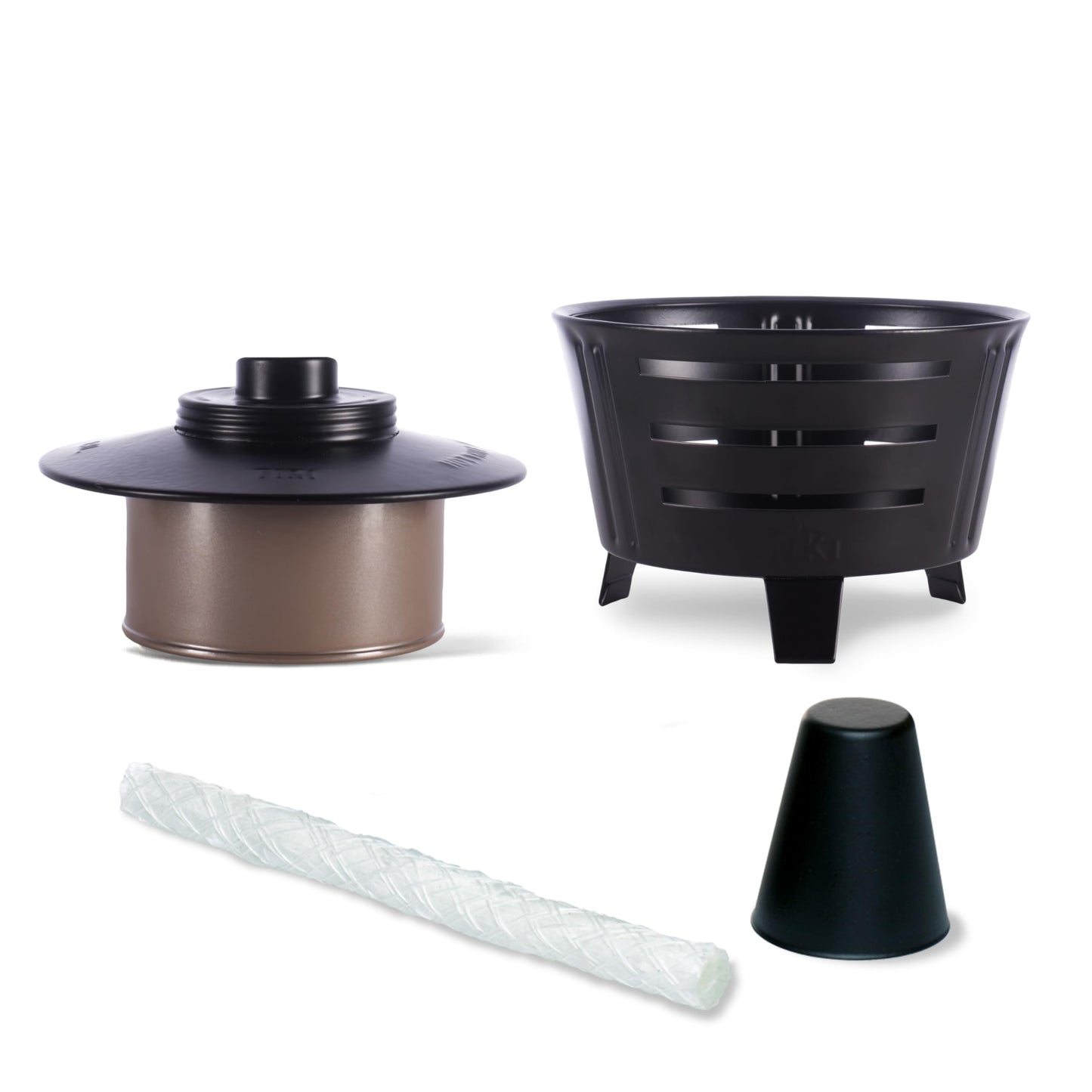 TIKI 2-Pack Mini Tabletop Fire Pit Torches – Outdoor Patio, Garden & Backyard Decorative Black Metal Flame Torch with Wick & Snuffer