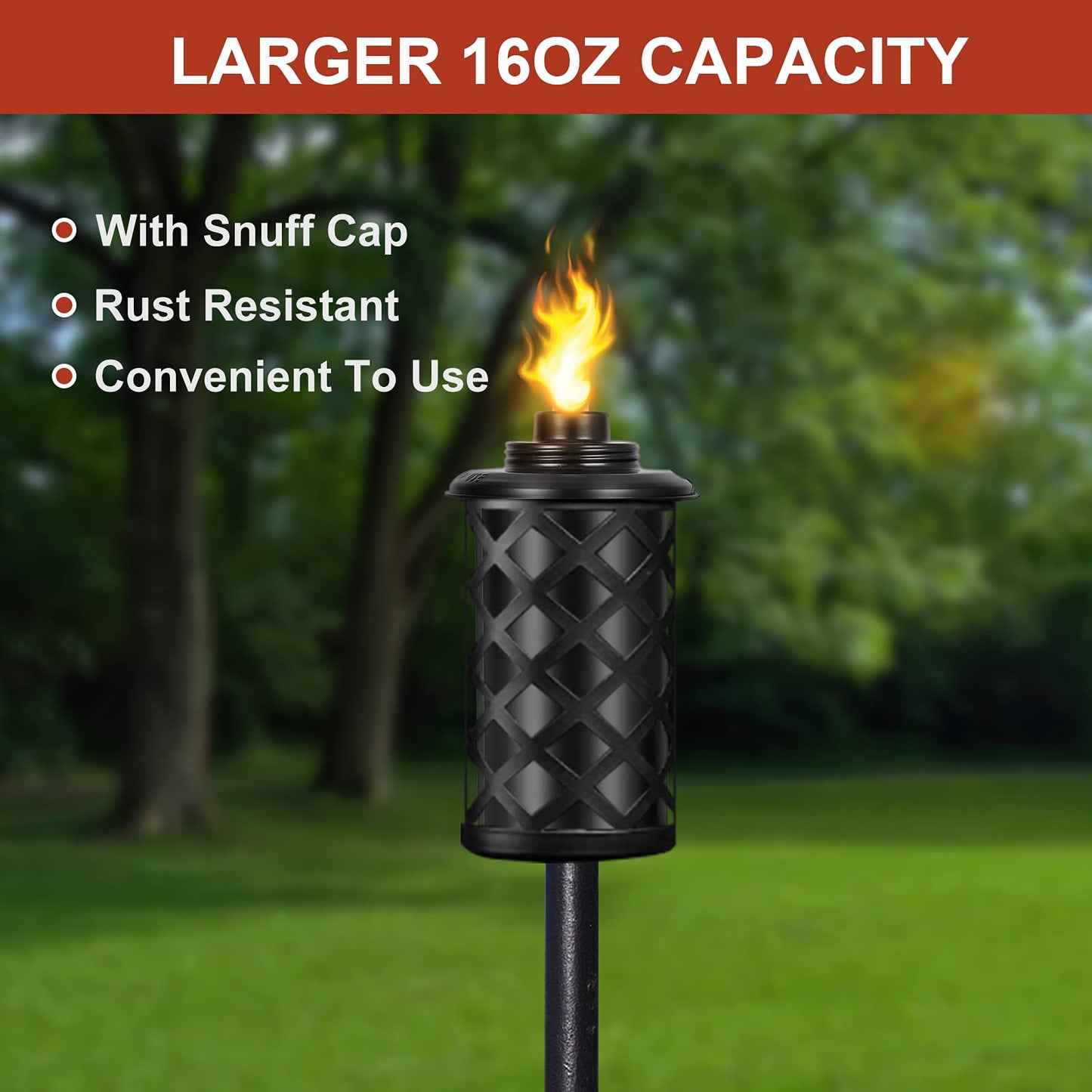 16 oz Torch Replacement Canister 4-Pack – Citronella Fuel Refill for Bamboo Torches with Wicks & Covers, Long-Lasting Patio & Garden Use