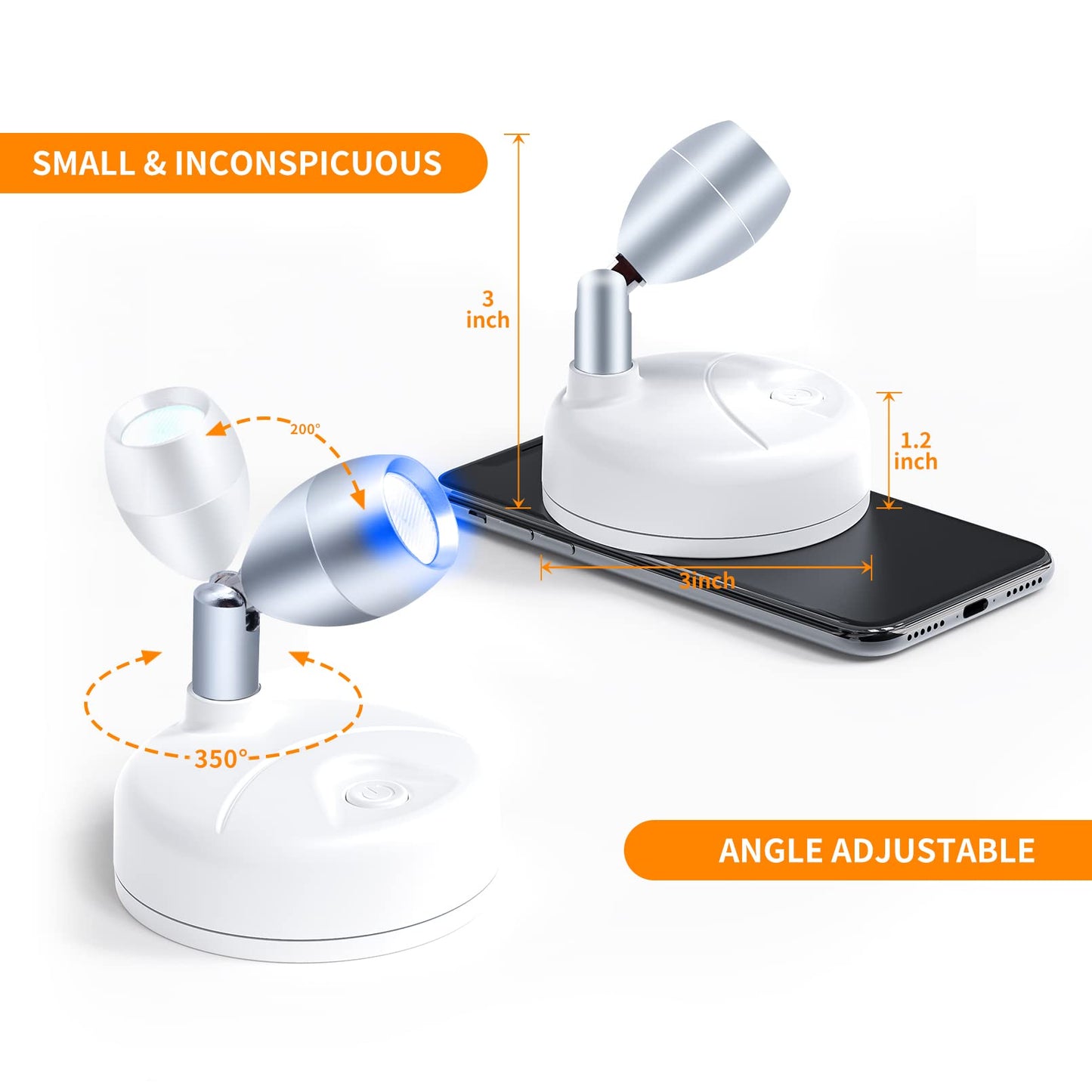 HFCDL Small Spotlight Battery Operated Accent Light with Remote, RGB LED Wireless Little Spot Light Rotatable with Dimmer & Timer for Artwork Painting