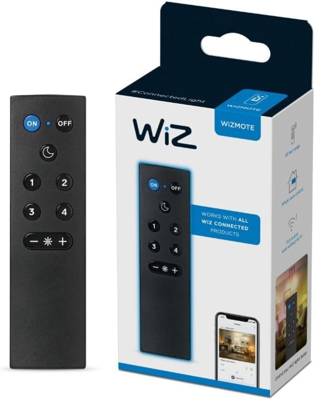 WiZ Connected Remote Light Switch, Works with All WiZ Products, Turn Lights On or Off, Brighten or Dim Room, Control Switch, 1 Pack
