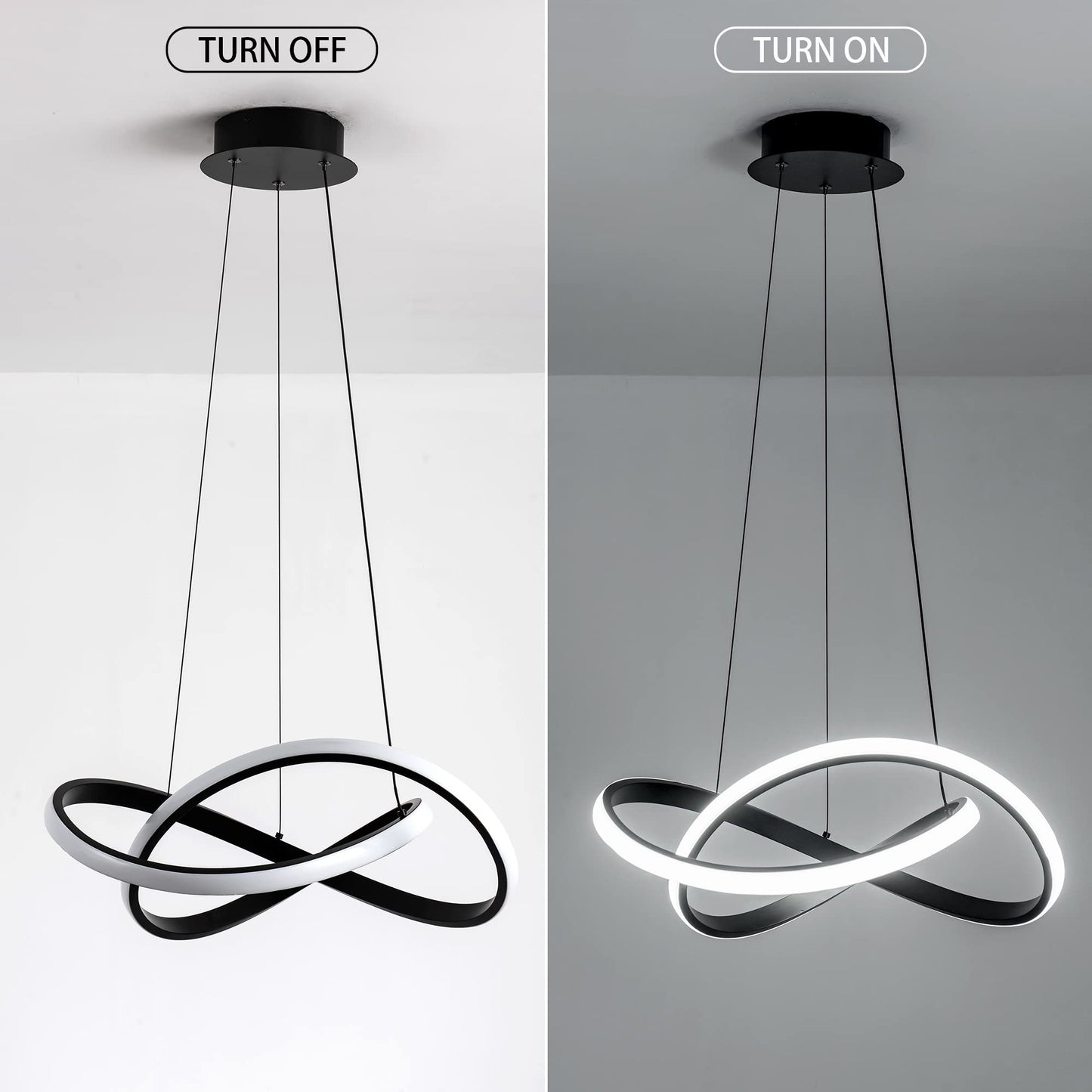 MAYNA Modern LED Pendant Light, Irregular Ring Chandelier, Adjustable Contemporary Fixture for Dining, Kitchen, Living Room, Bedroom, 6000K
