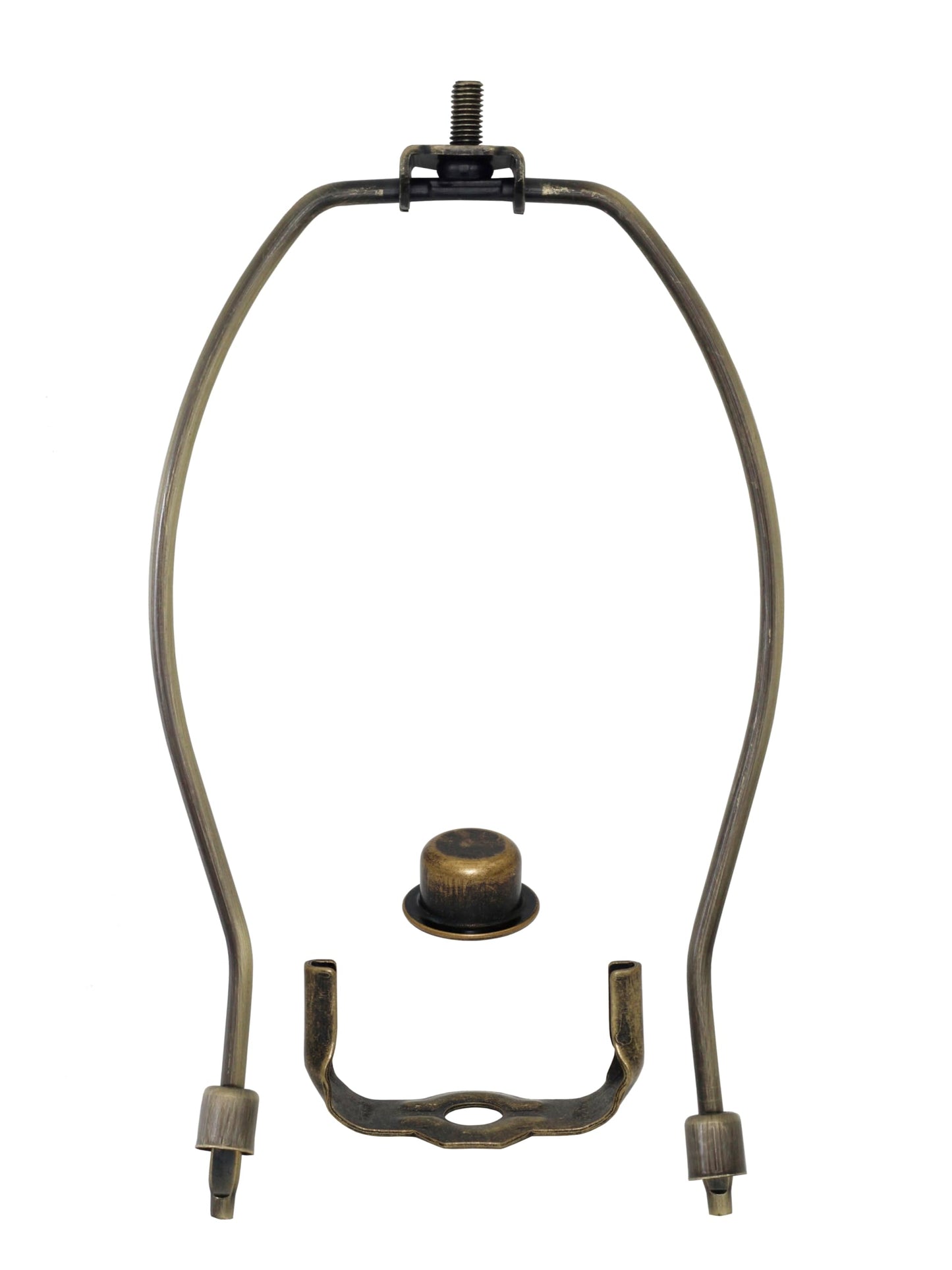 Creative Hobbies® 8 Inch Lamp Harp Kit - Regular Weight, Polished Finish | Harp, Finial and Harp Base Set for Table and Floor Lamps (Antique)