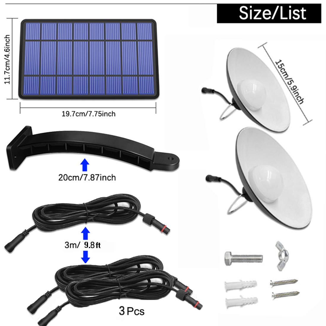 ABZXT Dual Solar Pendant Lights, IP65 Waterproof, Dusk-to-Dawn Auto, Remote-Controlled Outdoor Lamp for Shed, Barn, Coop & More