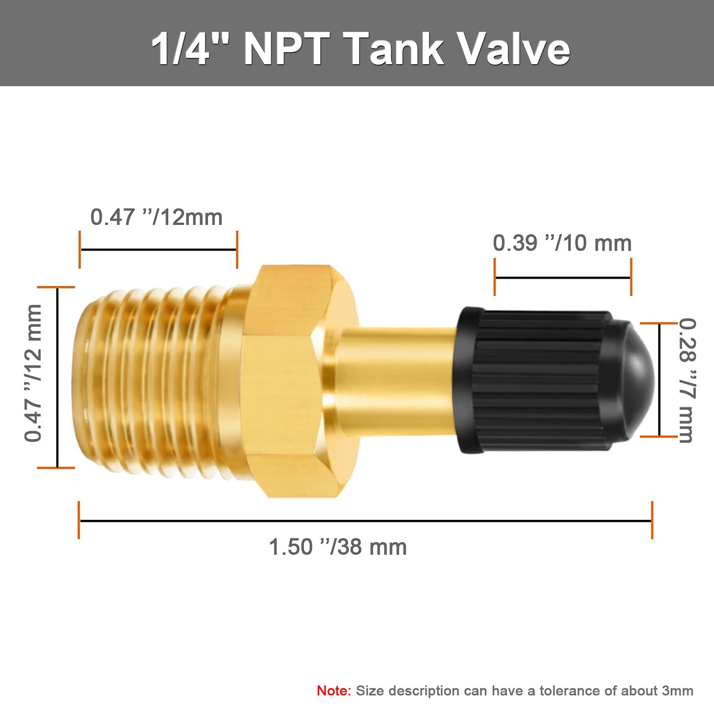 GODESON 1/4" NPT Tank Valve, Anti-Corrosion Brass Schrader Valve with 1/4" Male NPT,Using with Air Compressor Tanks(Pack of 4)