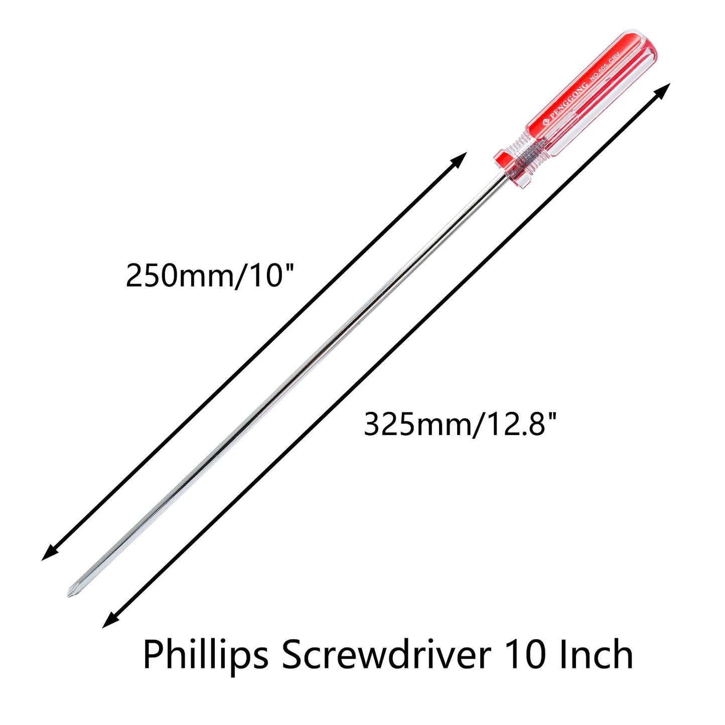 Kyuionty Phillips Screwdriver 10 Inch, Long Screwdriver #1 Extra Long Shaft Cross Head Screwdriver