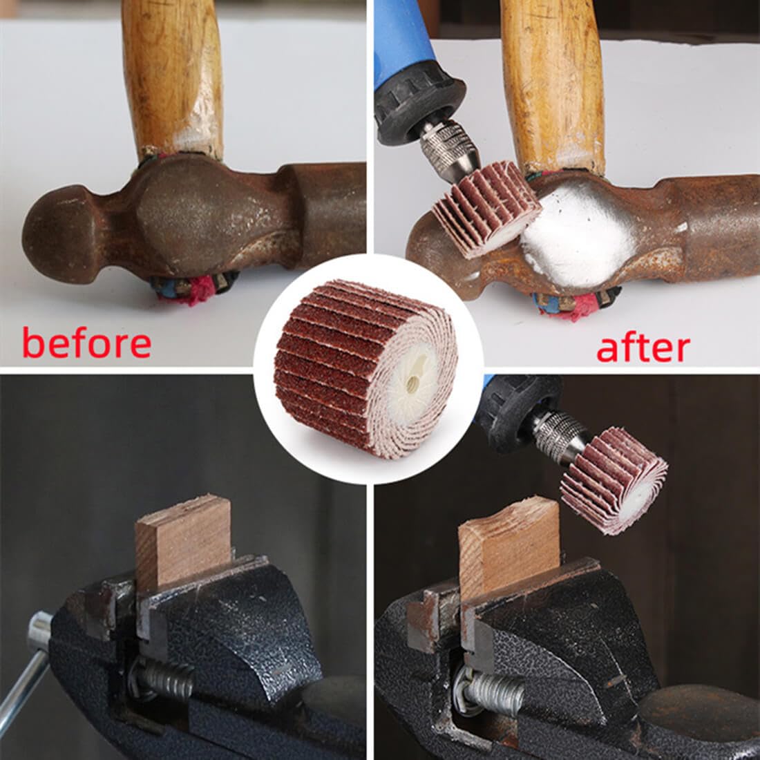 Dophee 10Pcs 240 Grit Flap Sanding Wheel Head Grinding Disc & 3mm Arbor for Rotary Tool, 10mm/0.39"