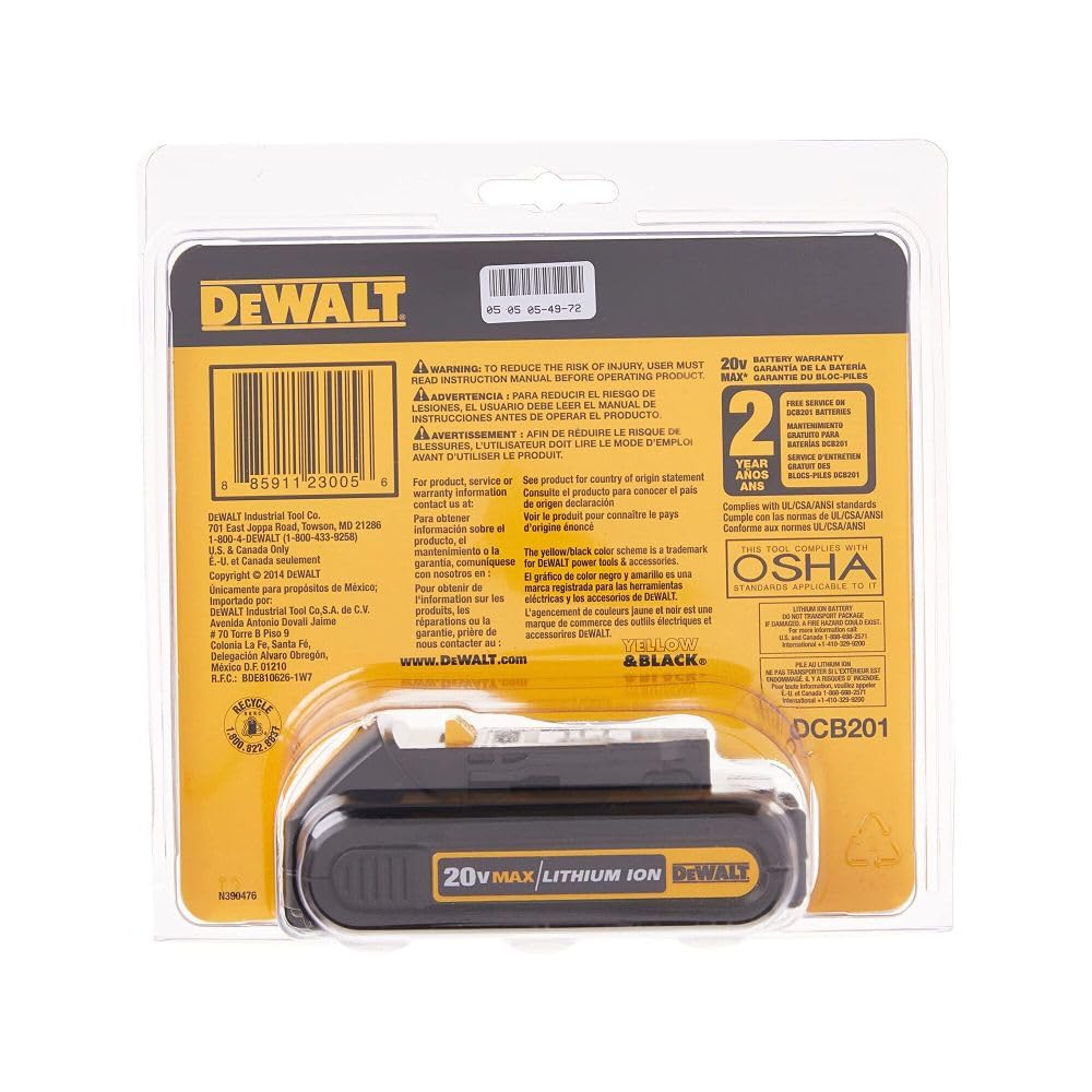 DEWALT 20V MAX Battery, Compact 1.5Ah (DCB201)