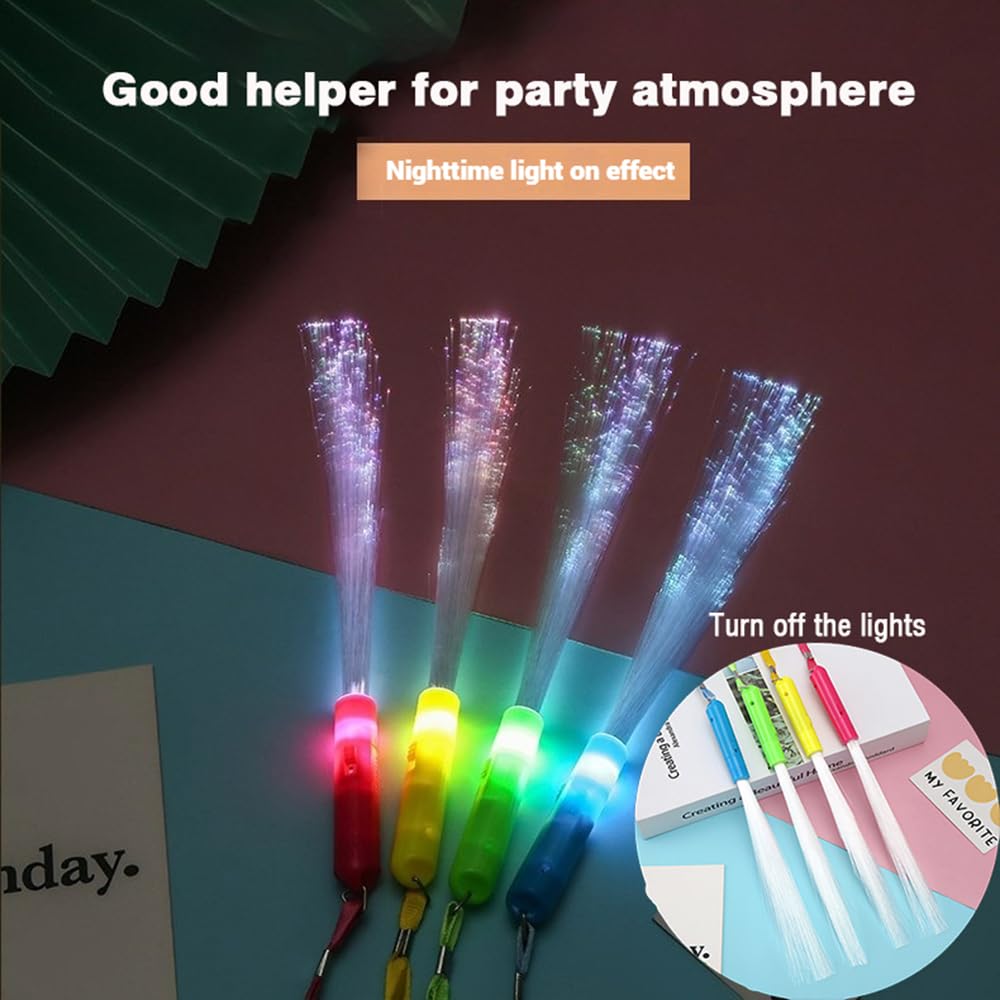 Color Handheld LED Fiber Optic Light Set, 24 PCS – 7 Color Changing Lights with 3 Flicker Modes for Party, Bar & Concert Cheering Props