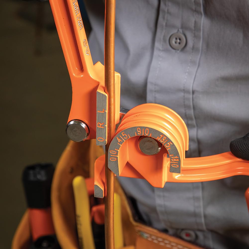 Klein Tools 51006 3-in-1 Tube Bender, 1/4, 5/16, and 3/8-Inch O.D. Tubing, Bends Soft Copper, Aluminum, Thin Wall Steel up to 180 Degrees