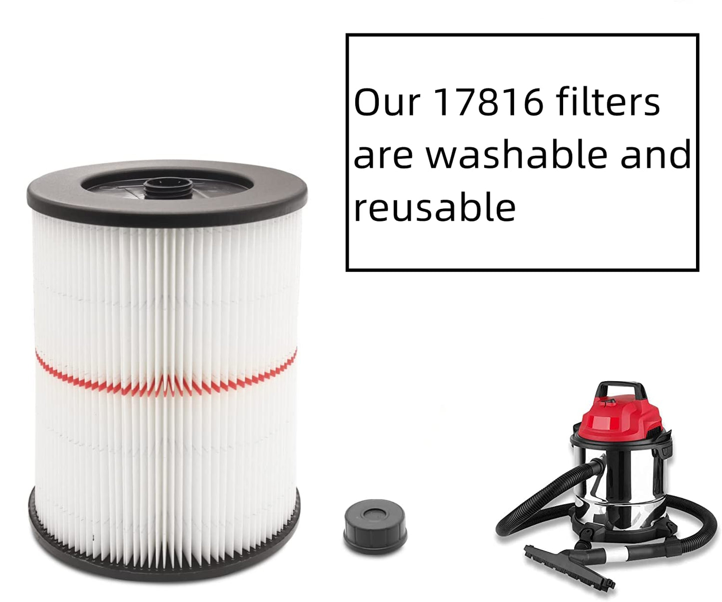 17816 Replacement Filter For Craftsman 9-17816 Wet/Dry Vacuum Cleaner Fit 5 gallon,1 pack