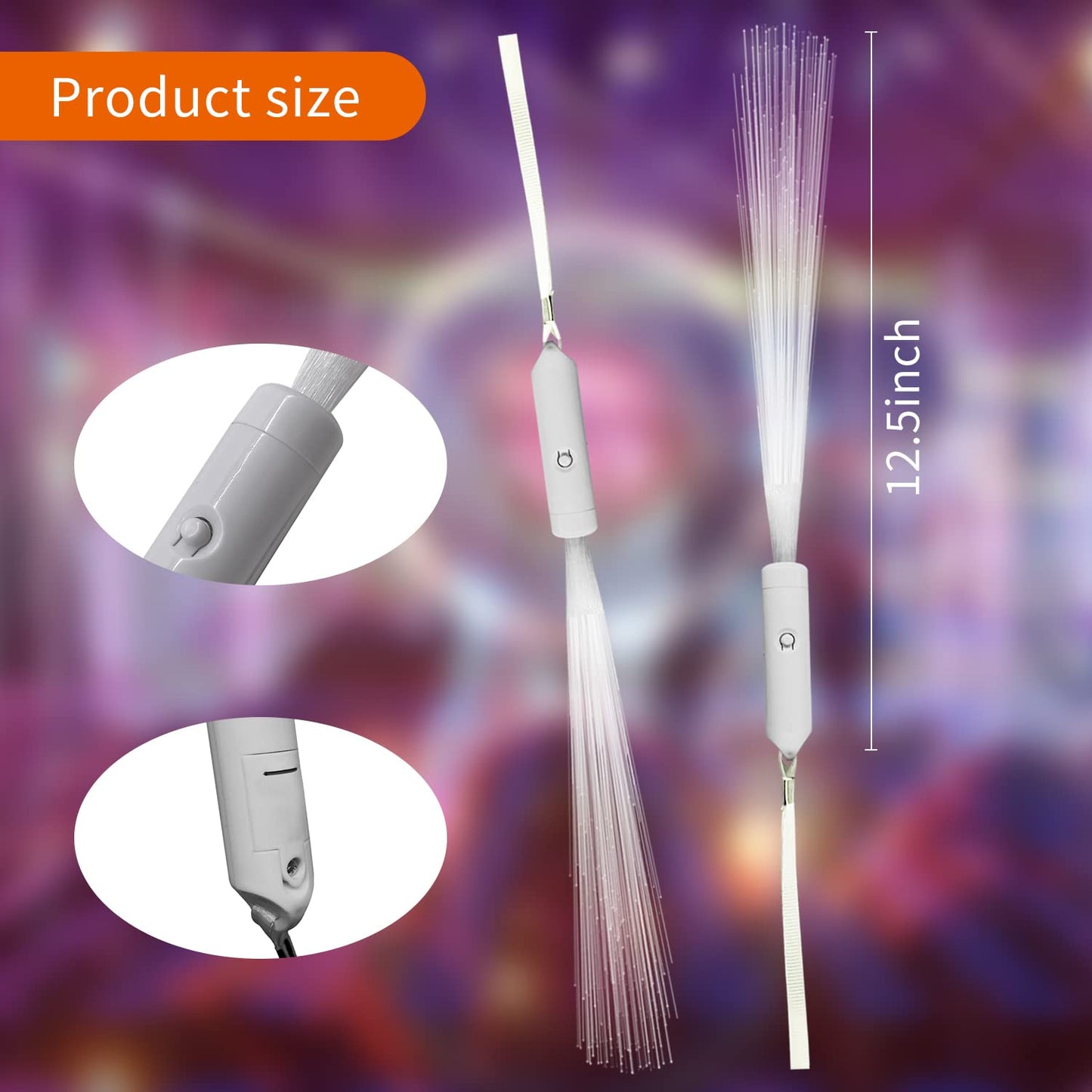 SZHFU 15-Pack LED Glow Sticks for Kids & Parties, White Fiber Optic Wands with 3 Light Modes, Perfect for Weddings, Showers & Christmas