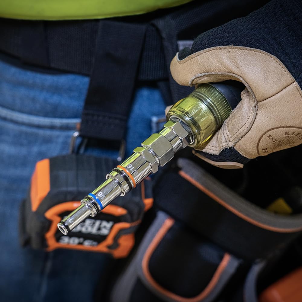 Klein Tools 328091 9-in-1 Multi-Nut Driver Tool, Pass Through Driver with SAE Hex Nut Sizes from 3/16 to 3/4-Inch and Cushion-Grip Handle