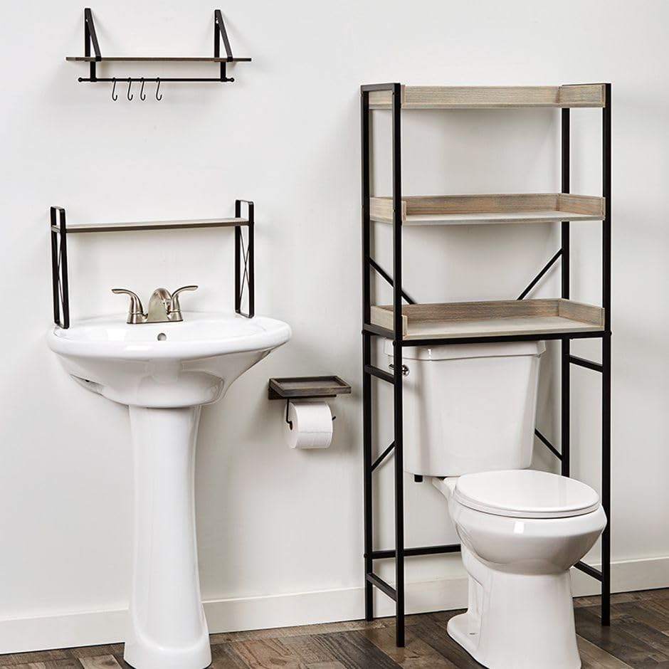 Farmhouse Bathroom Collection - Over The Sink Shelf Gray