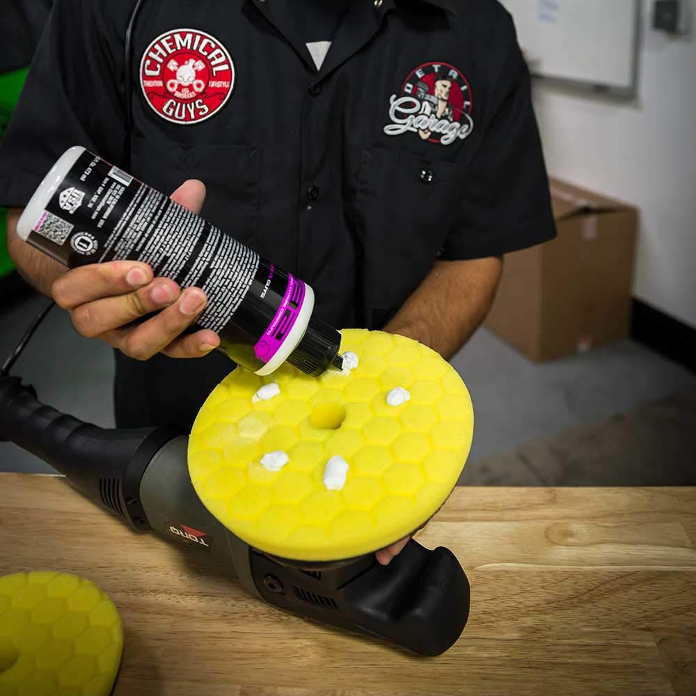 Chemical Guys BUFX111HEX6 Hex-Logic Quantum Heavy Cutting Pad, Yellow (6.5 Inch Pad Made for 6 Inch Backing Plates)